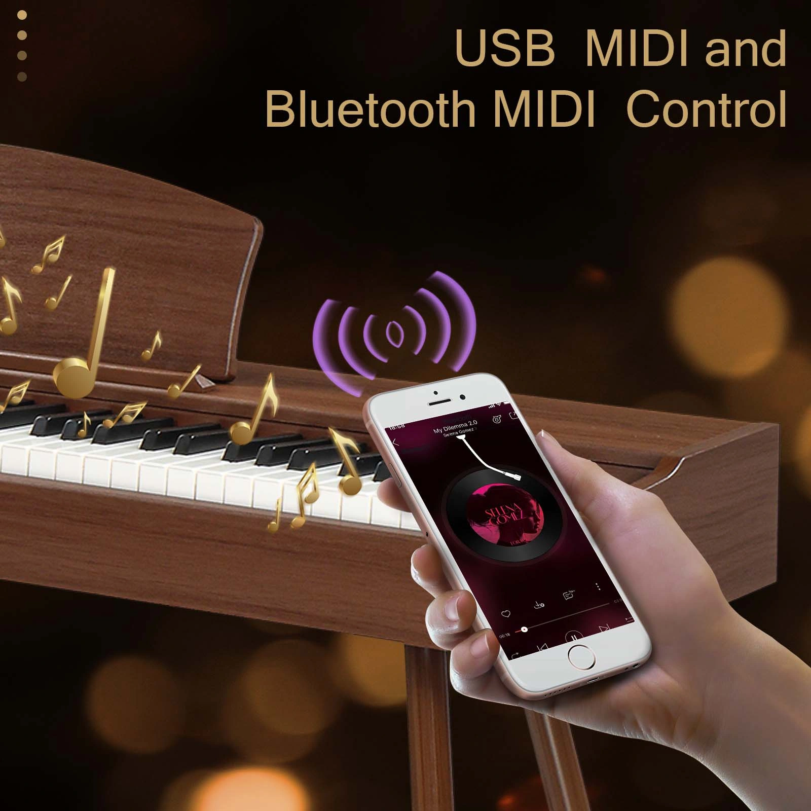 GDP-203 88 Key Standard Full Weighted Keyboards Digital Piano with Metal Stand, Power Adapter, Triple Pedals, Headphone,for All Experience Levels Black Walnut view 3
