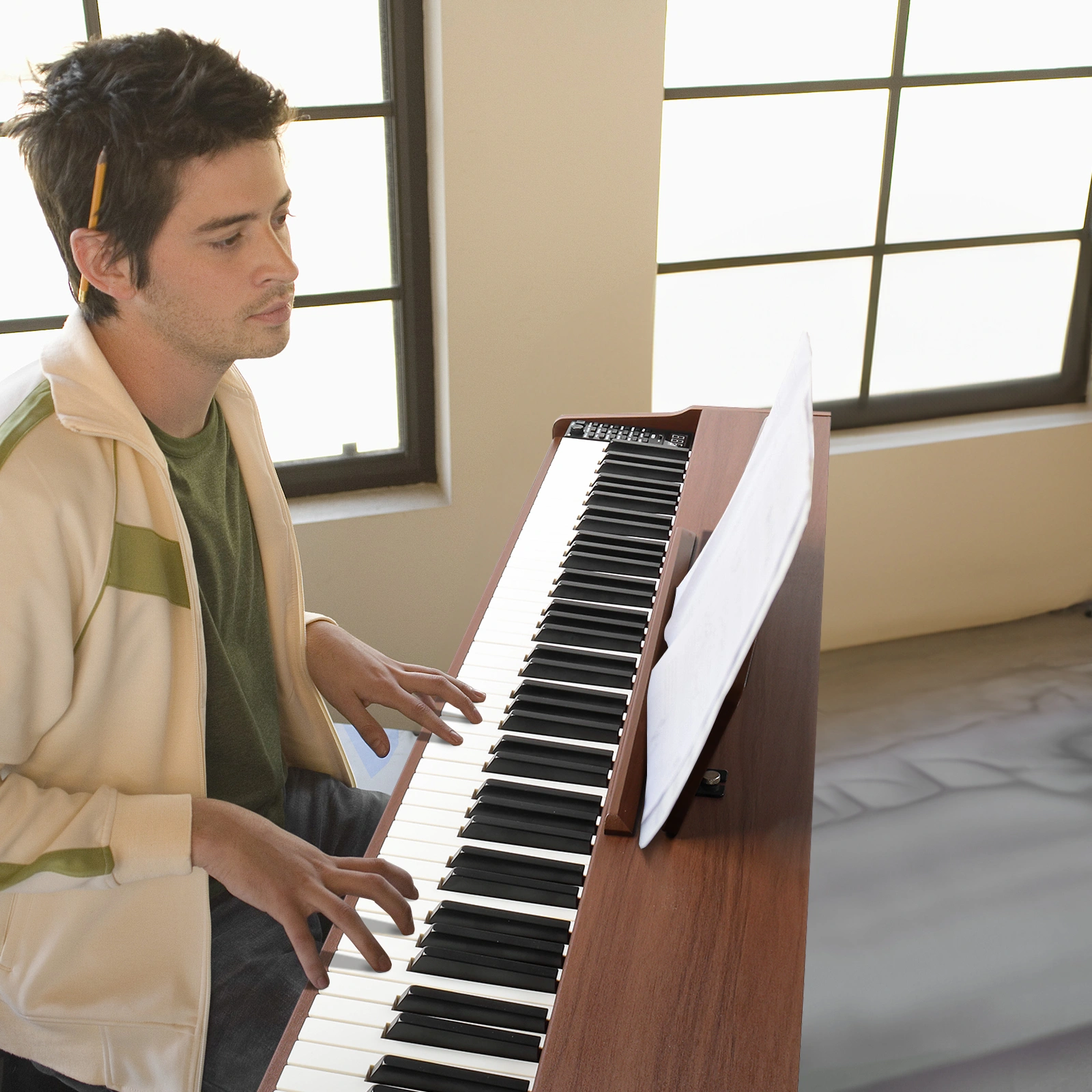 GDP-203 88 Key Standard Full Weighted Keyboards Digital Piano with Metal Stand, Power Adapter, Triple Pedals, Headphone,for All Experience Levels Black Walnut view 6