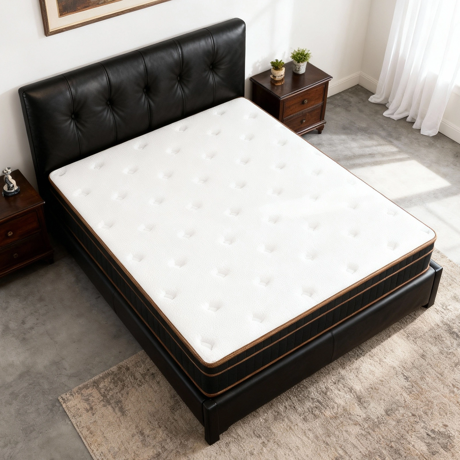 12 Inch Full Mattress, Innerspring Mattress with Black Gold Trim & White Cover - Medium Firm Support, Cooling Breathable Design for Bedroom, Guest Room & Family Use view 8