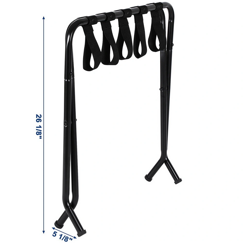 Portable Metal Luggage Rack 680x400x560MM, Black Heavy Duty Suitcase Stand Foldable Storage Shelf view 11
