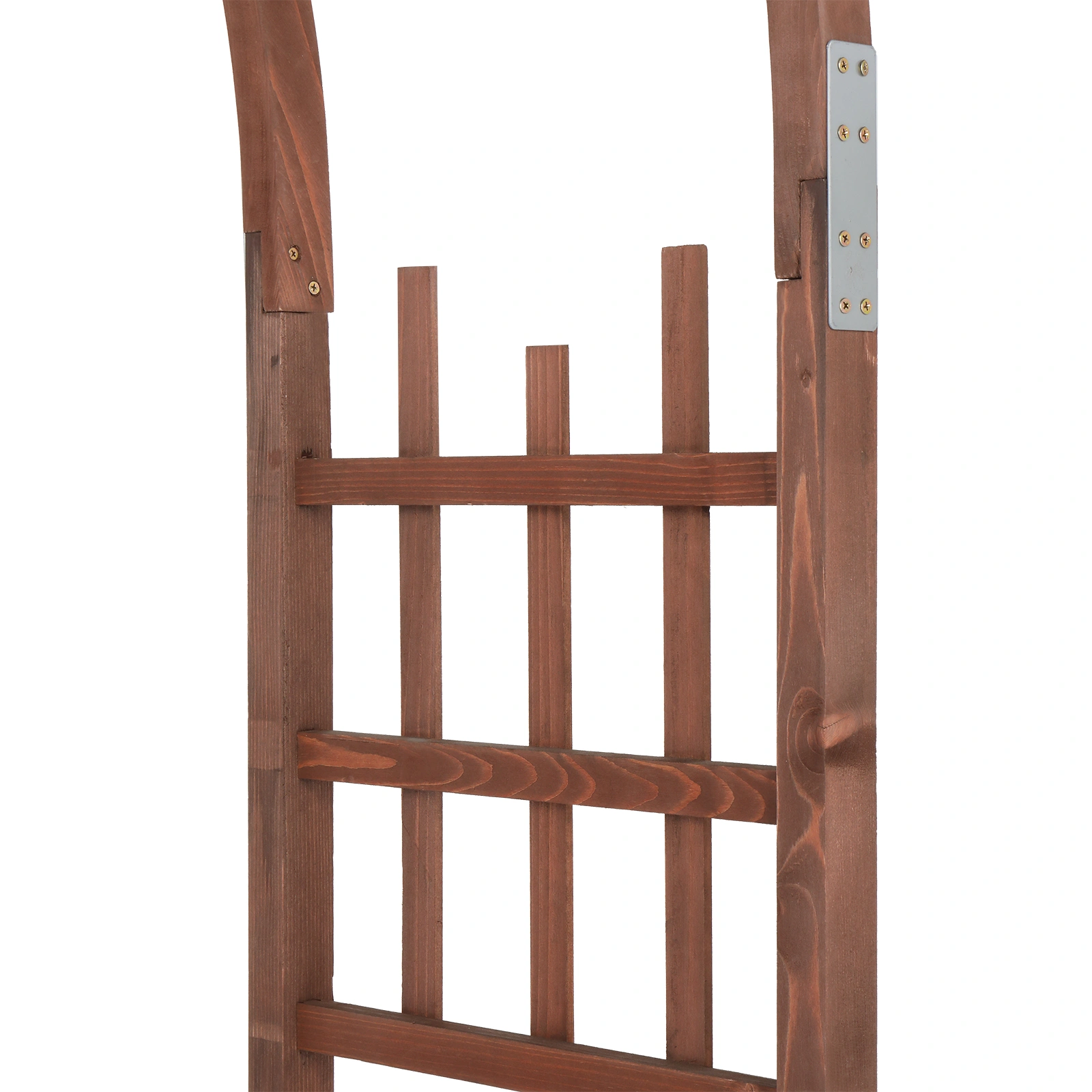 6.8FT Wooden Arch with Bench for 2 People, Garden Arbor Trellis for Climbing Plant, Outdoor Garden Lawn Backyard Patio Decor, Dark Brown view 10
