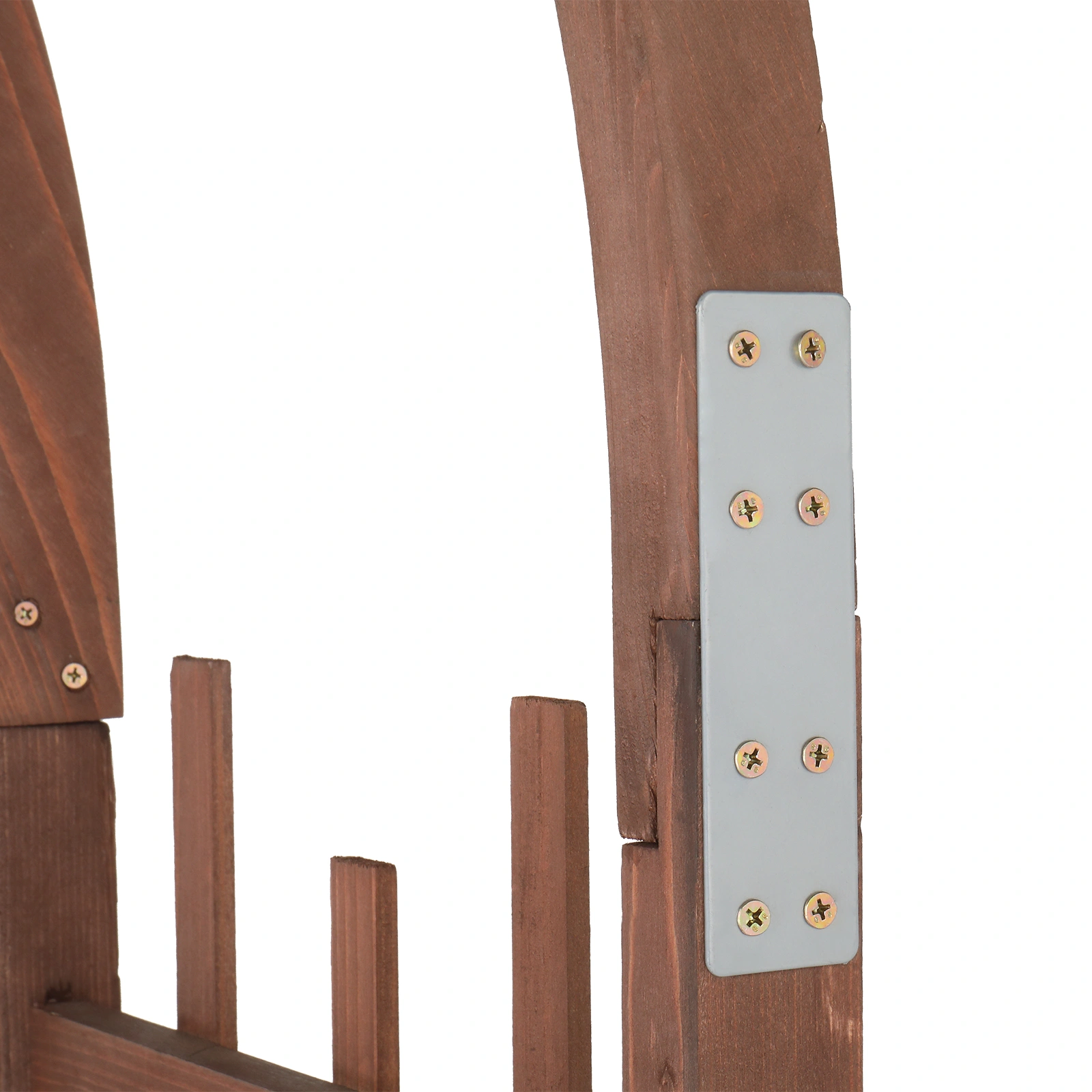 6.8FT Wooden Arch with Bench for 2 People, Garden Arbor Trellis for Climbing Plant, Outdoor Garden Lawn Backyard Patio Decor, Dark Brown view 11