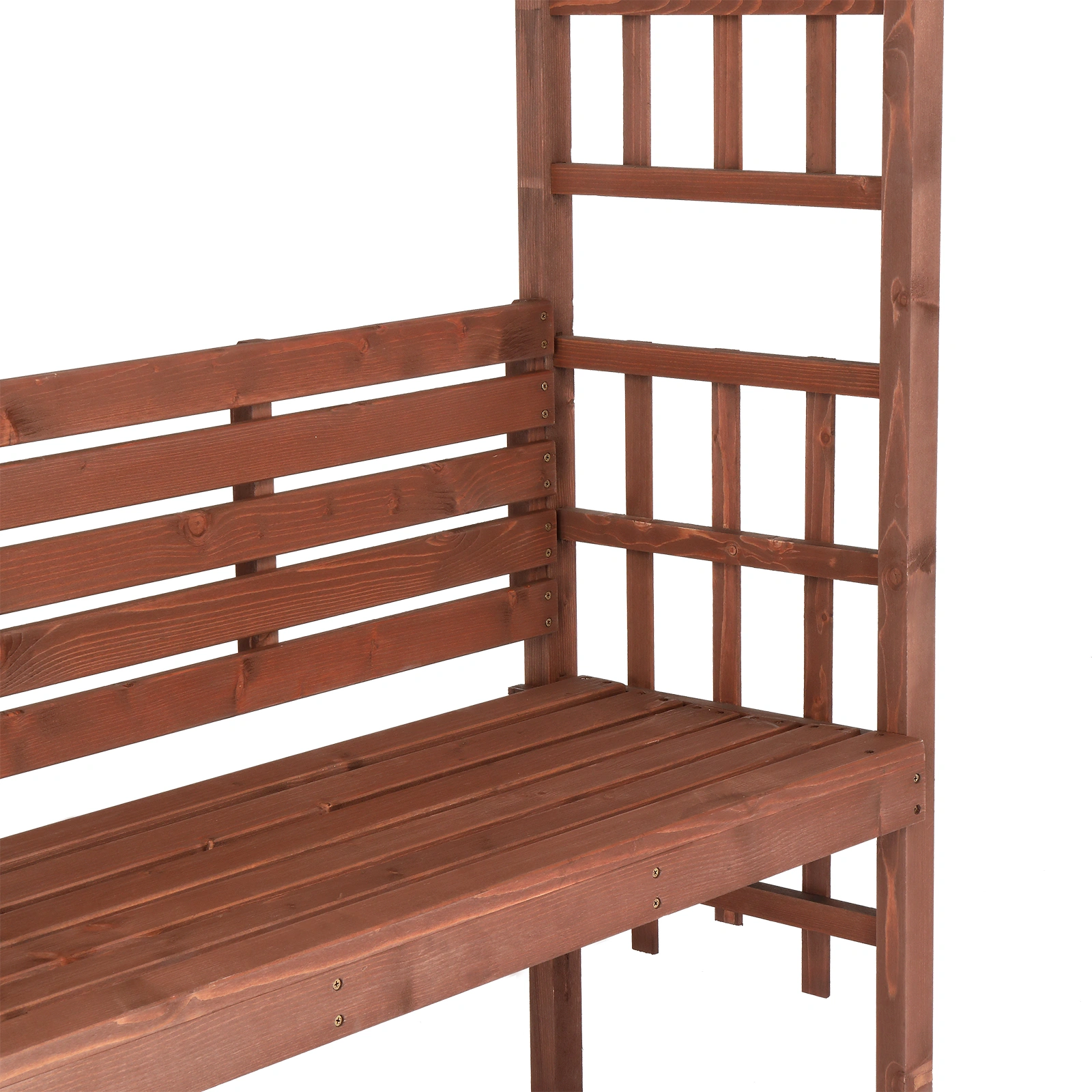 6.8FT Wooden Arch with Bench for 2 People, Garden Arbor Trellis for Climbing Plant, Outdoor Garden Lawn Backyard Patio Decor, Dark Brown view 14