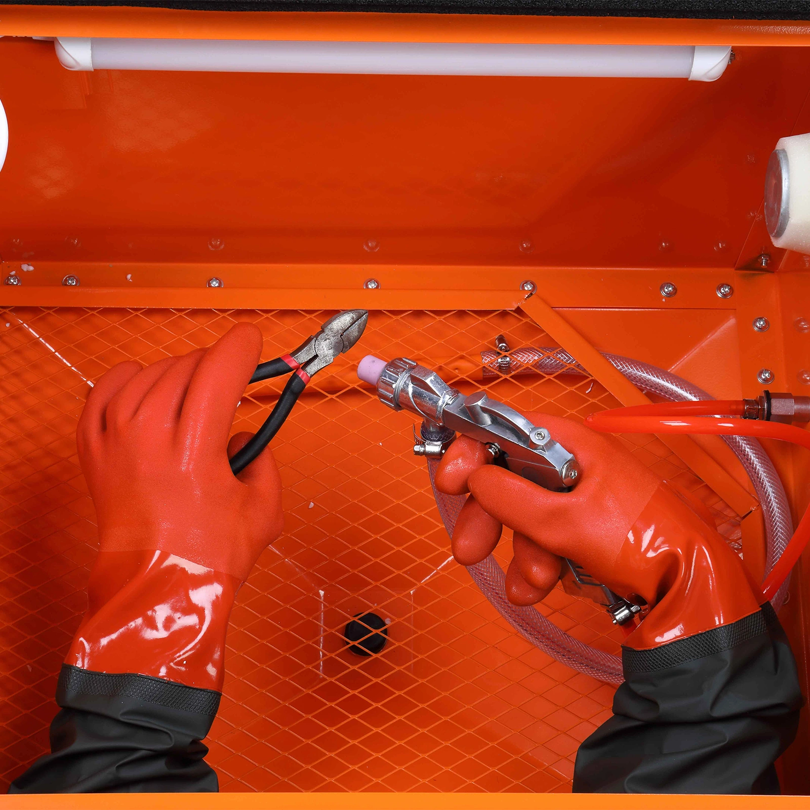 25 Gallon Bench Top Air Sandblasting Cabinet Sandblaster Blast Large Cabinet Orange view 42