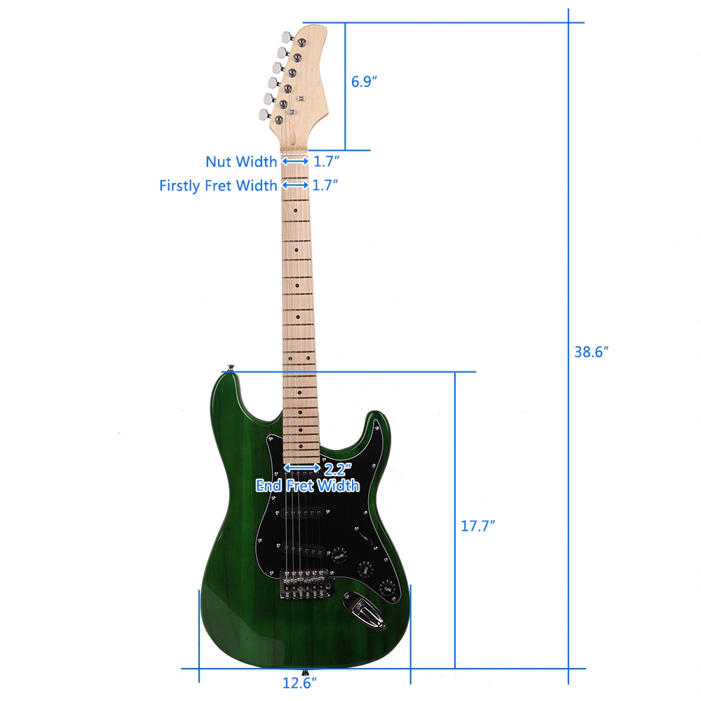 ST Stylish Electric Guitar with Black Pickguard Green view 18