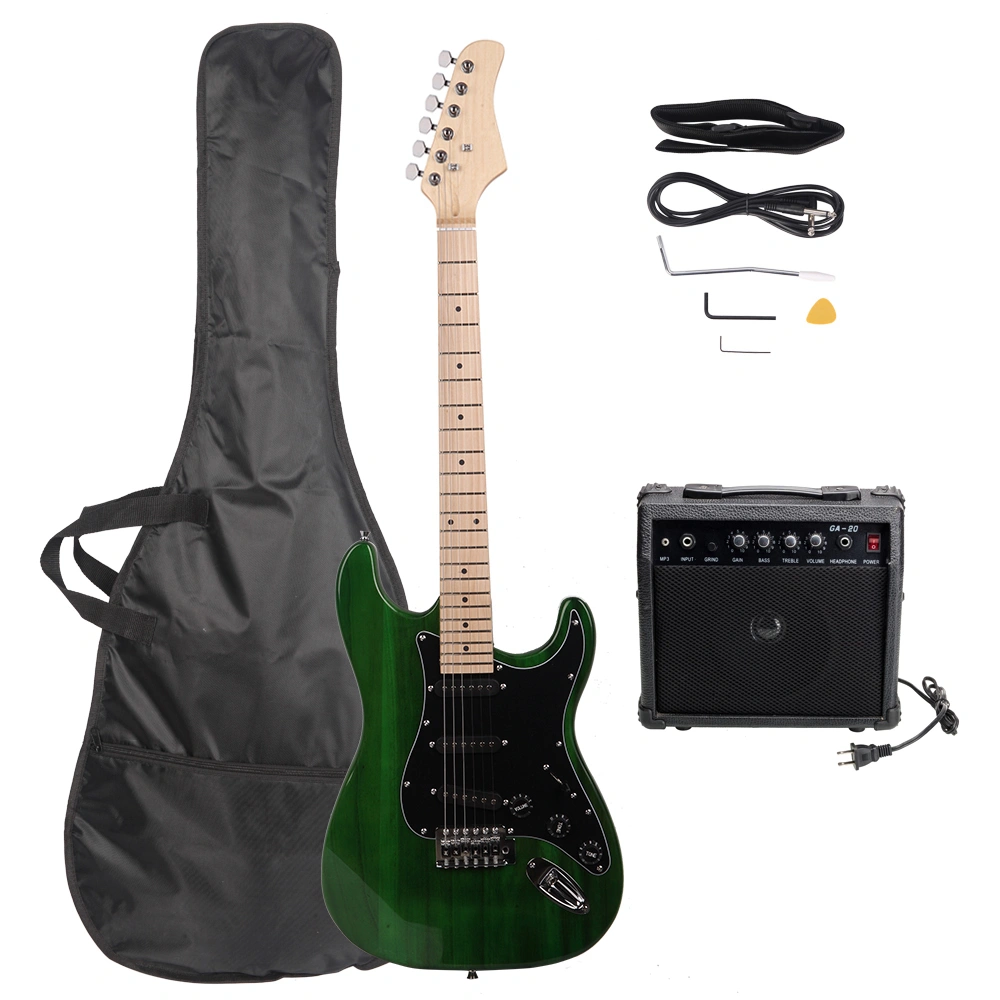 ST Stylish Electric Guitar with Black Pickguard Green view 2