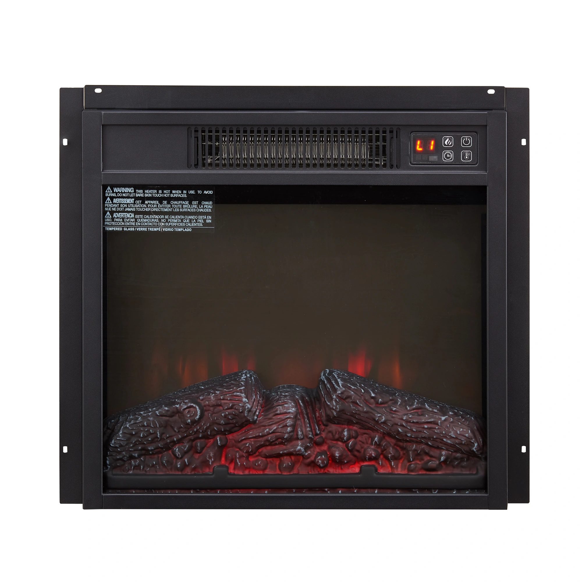 Electric Fireplace Insert 18" 1400W 120V ,Equipped with remote control, ultra thin heater with log set & realistic flame - BLACK view 5