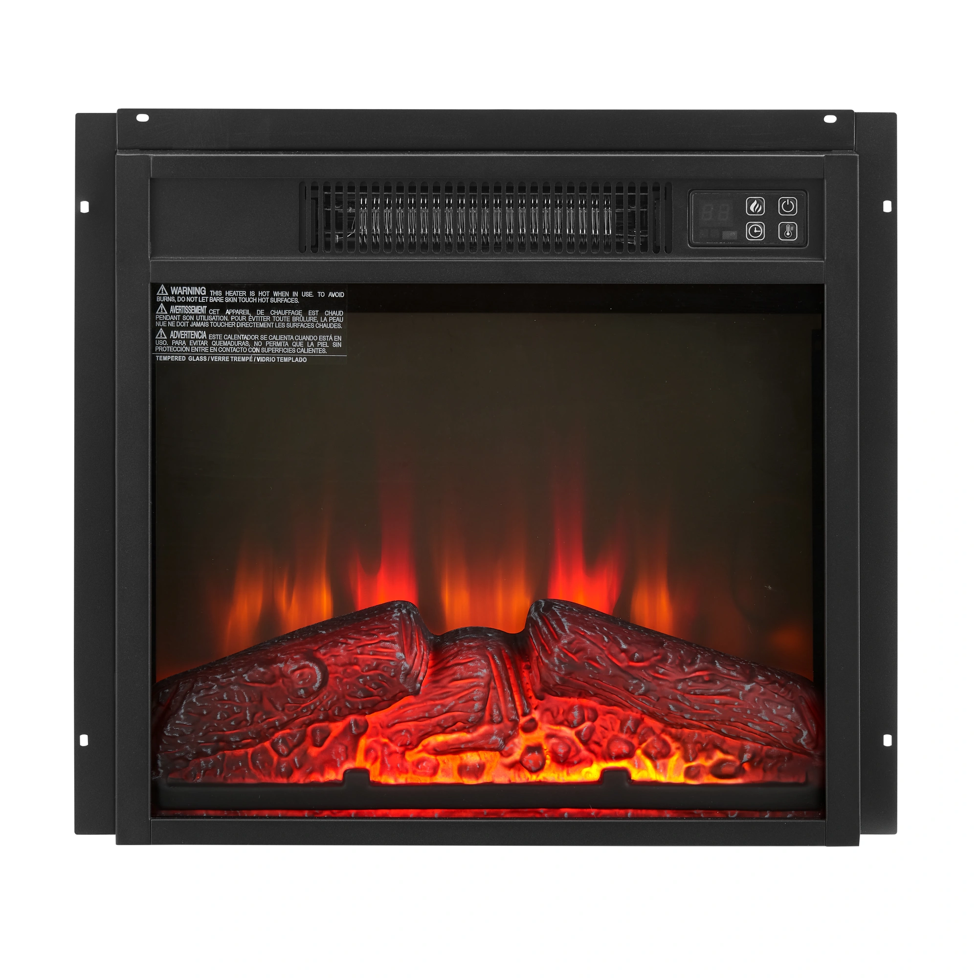 Electric Fireplace Insert 18" 1400W 120V ,Equipped with remote control, ultra thin heater with log set & realistic flame - BLACK view 7