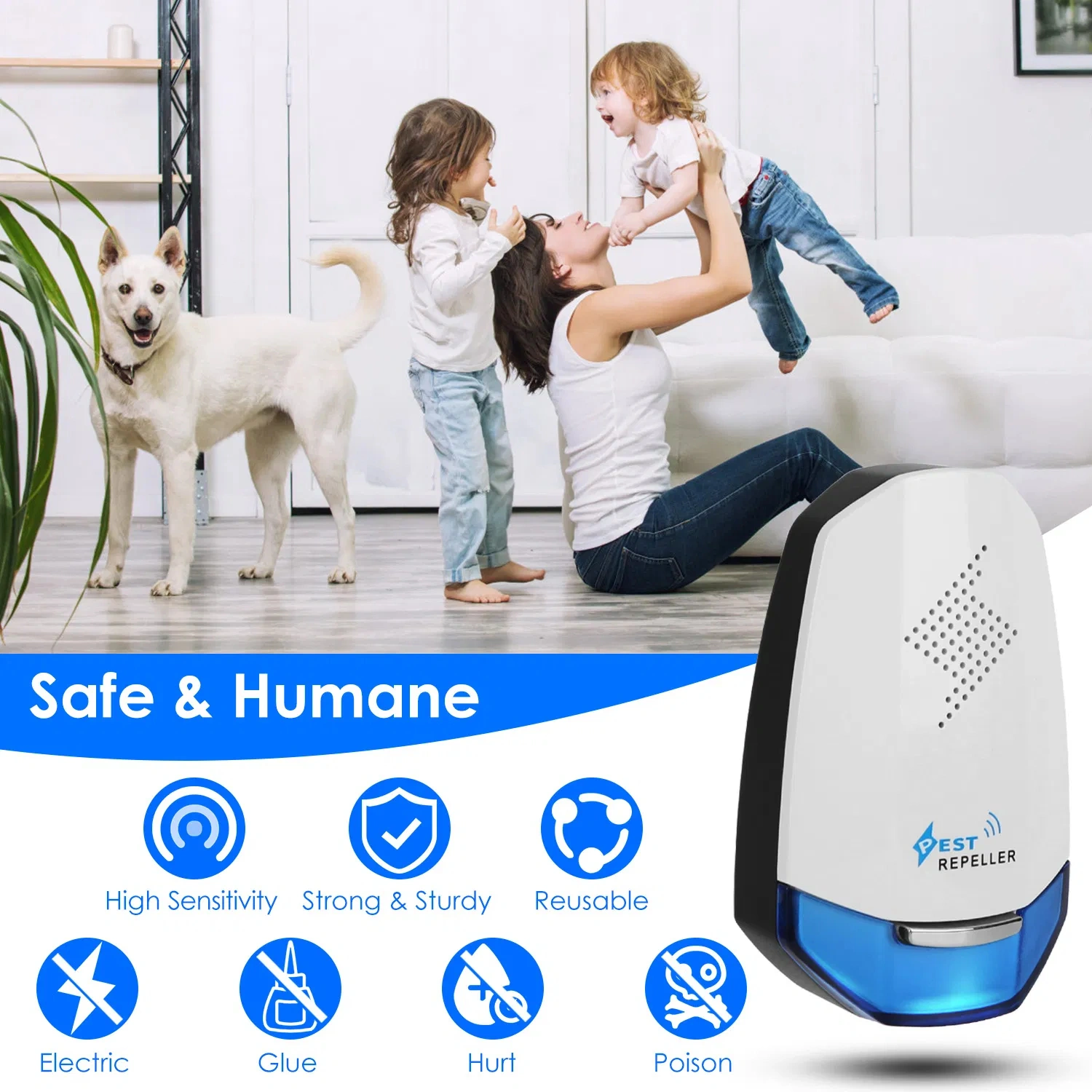 2 Pcs Ultrasonic Pest Repeller with Night light Plug In Pest Mice Repellent Indoor Roach Bed Bug Mouse Rodent Mosquito Killer for Bedroom Garage Warehouse Office view 5