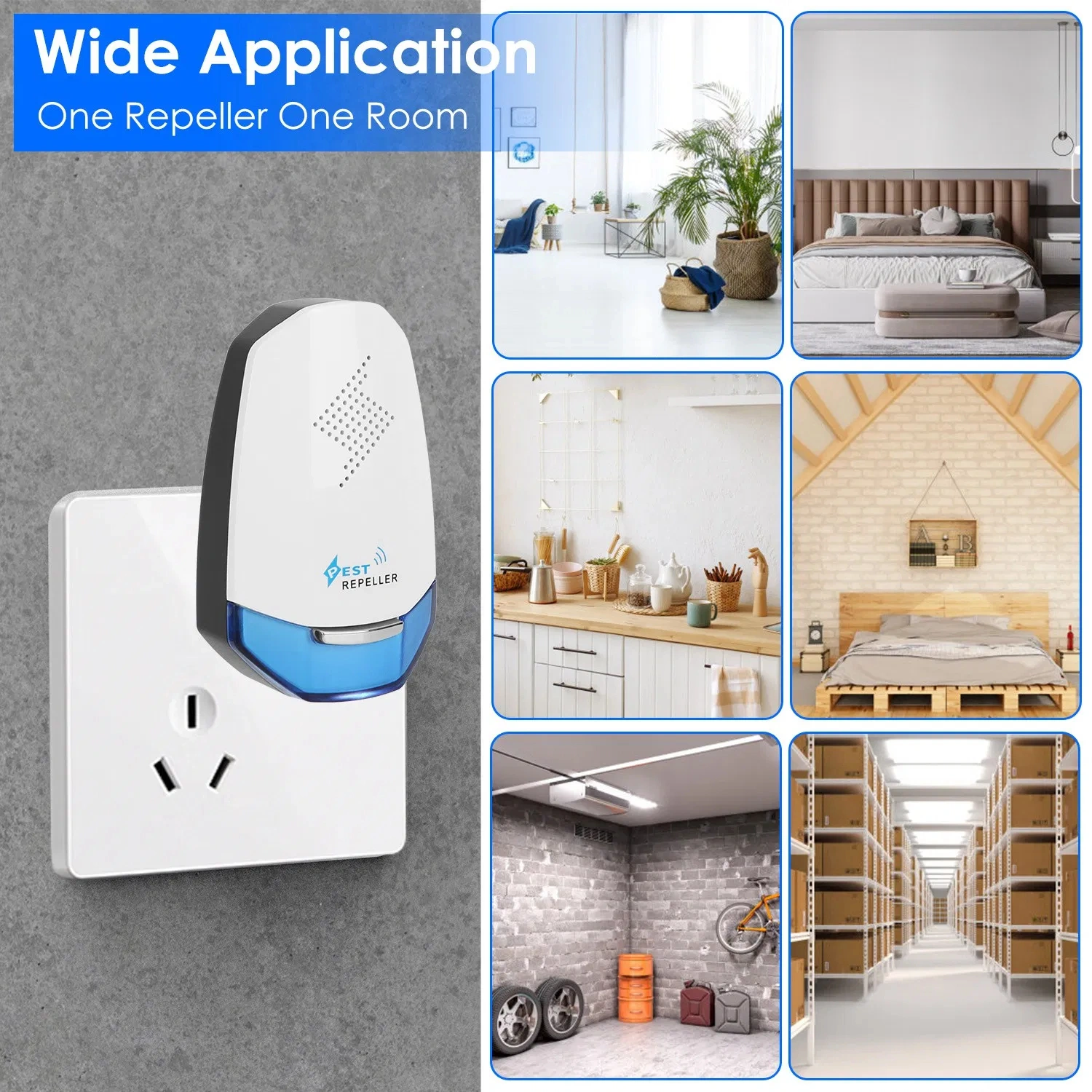 2 Pcs Ultrasonic Pest Repeller with Night light Plug In Pest Mice Repellent Indoor Roach Bed Bug Mouse Rodent Mosquito Killer for Bedroom Garage Warehouse Office view 8