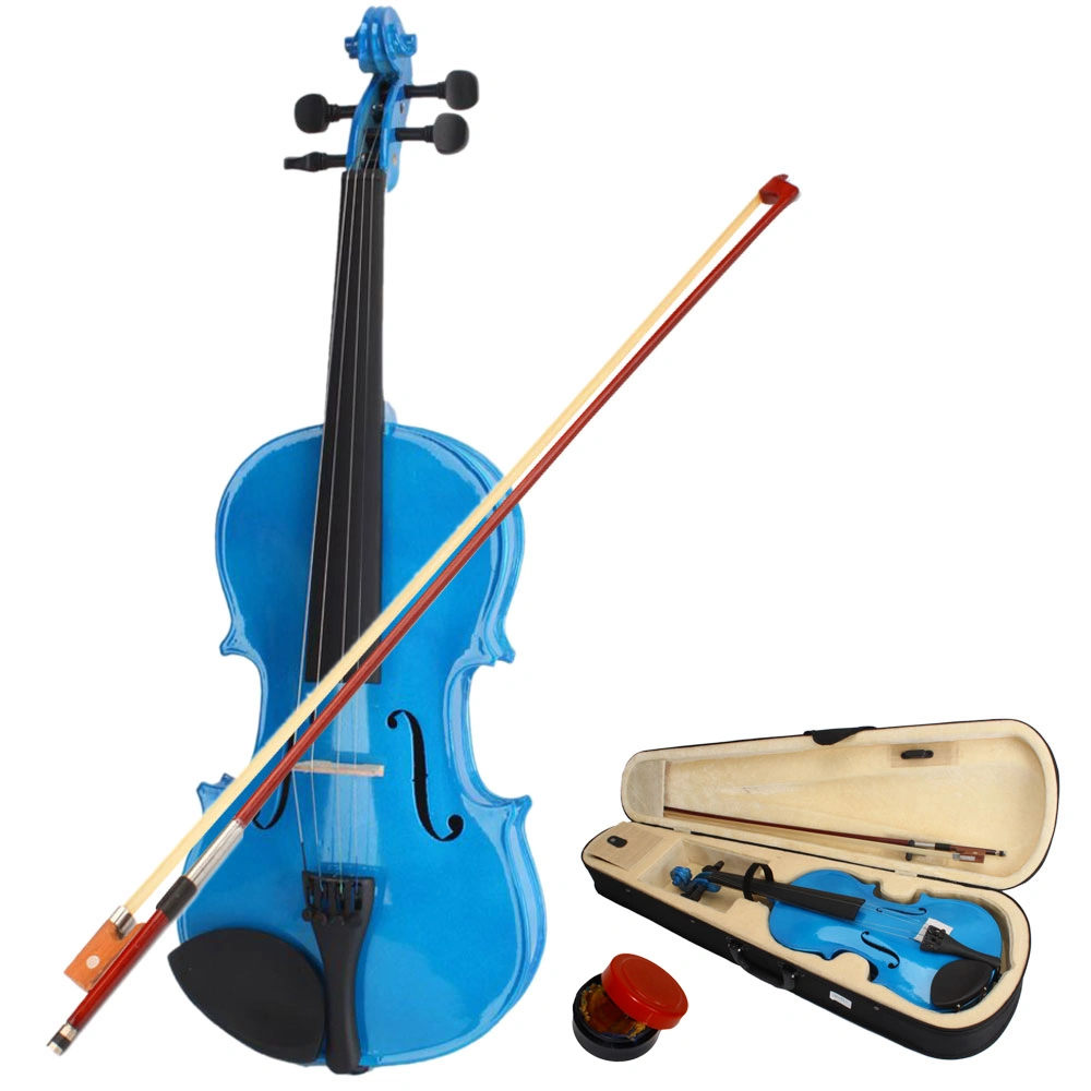 4/4 Size Acoustic Violin Case Bundle with Bow & Rosin, Dark Blue Hard Shell Travel Violin Case view 2