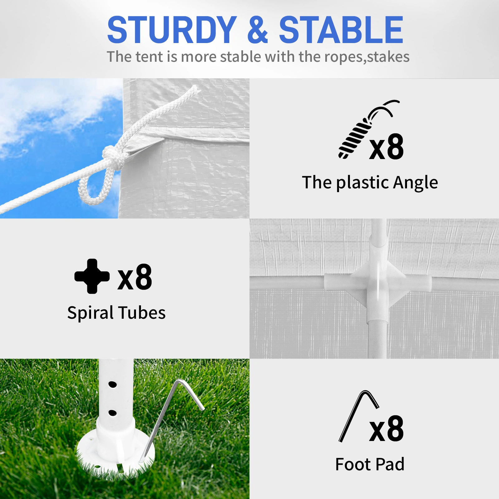 10'x30' Outdoor Party Tent with 8 Removable Sidewalls, Waterproof Canopy Patio Wedding Gazebo, White view 16