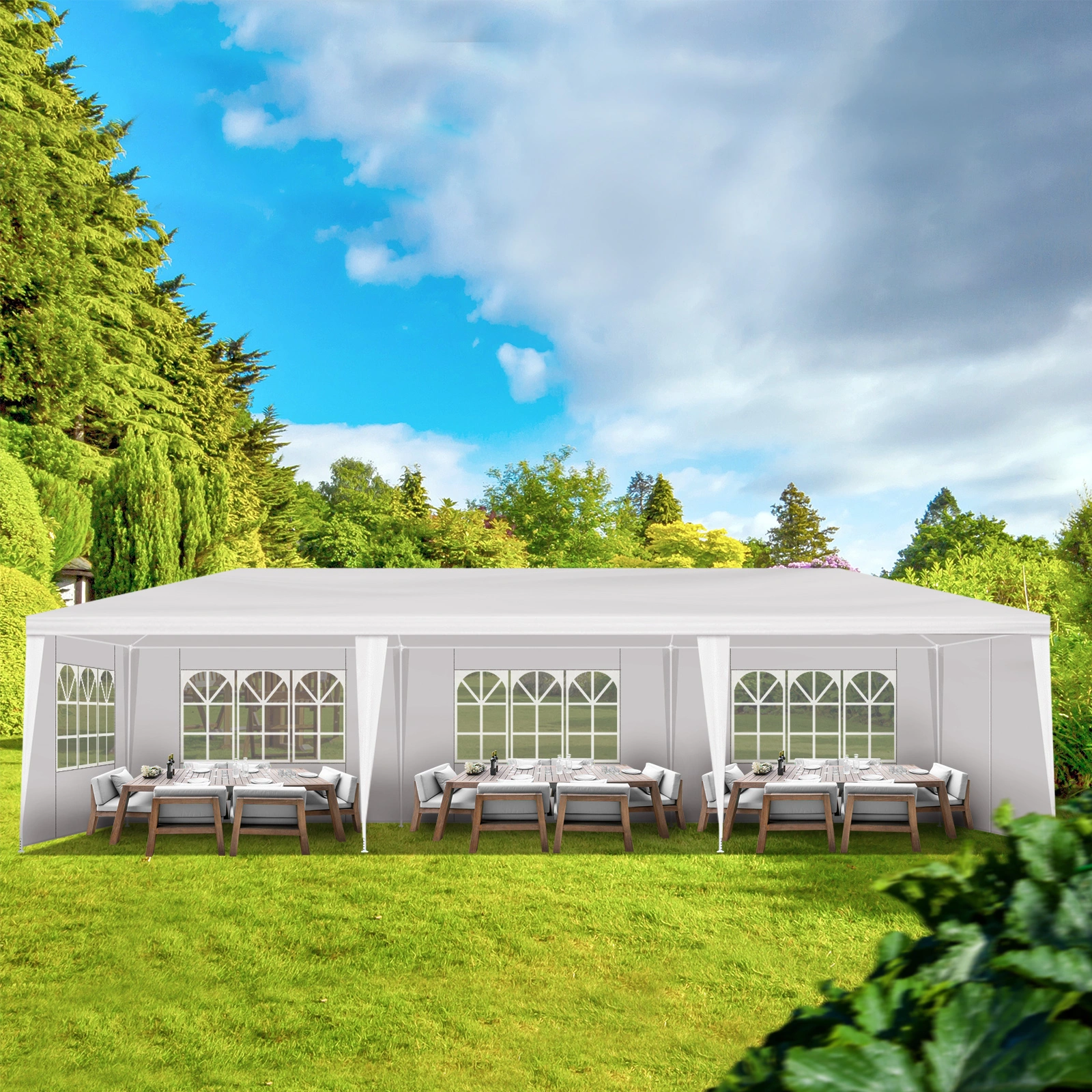 10'x30' Outdoor Party Tent with 8 Removable Sidewalls, Waterproof Canopy Patio Wedding Gazebo, White view 22
