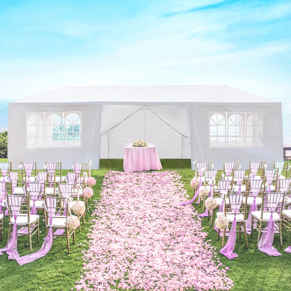 10'x30' Outdoor Party Tent with 8 Removable Sidewalls, Waterproof Canopy Patio Wedding Gazebo, White view 30