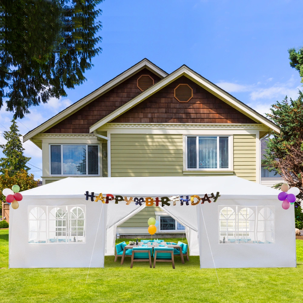 10'x30' Outdoor Party Tent with 8 Removable Sidewalls, Waterproof Canopy Patio Wedding Gazebo, White view 35