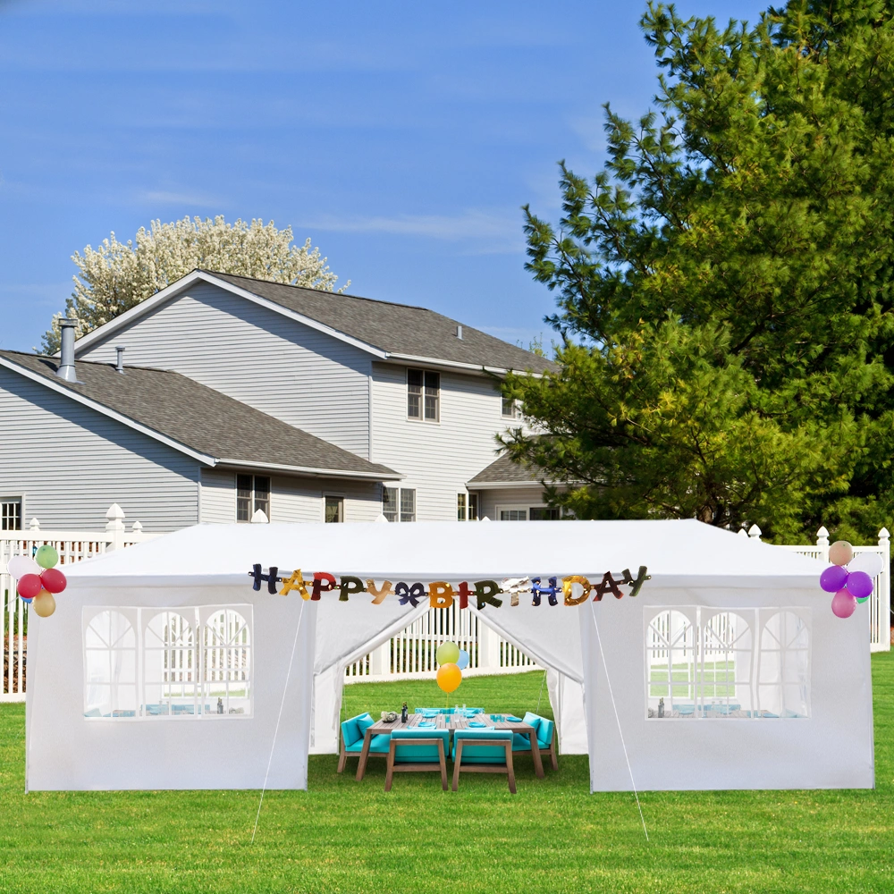 10'x30' Outdoor Party Tent with 8 Removable Sidewalls, Waterproof Canopy Patio Wedding Gazebo, White view 36