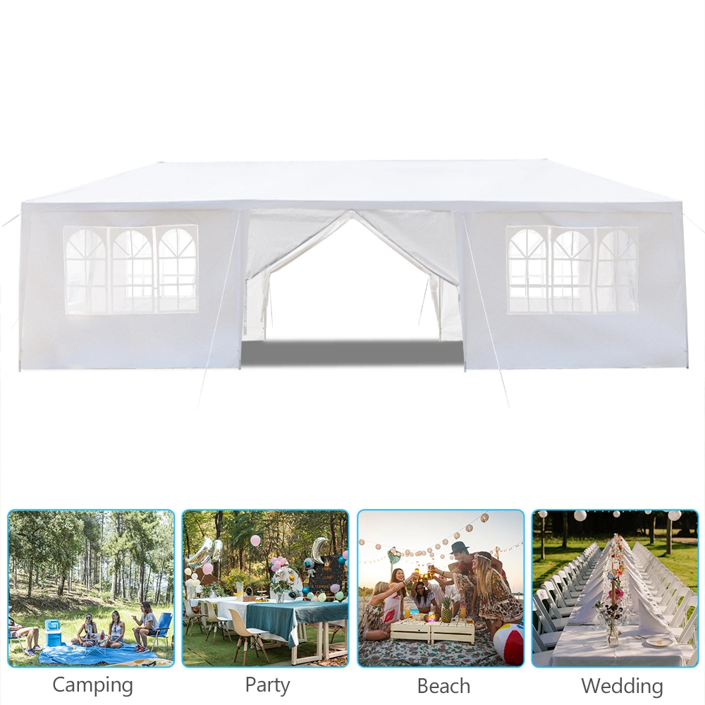 10'x30' Outdoor Party Tent with 8 Removable Sidewalls, Waterproof Canopy Patio Wedding Gazebo, White view 38