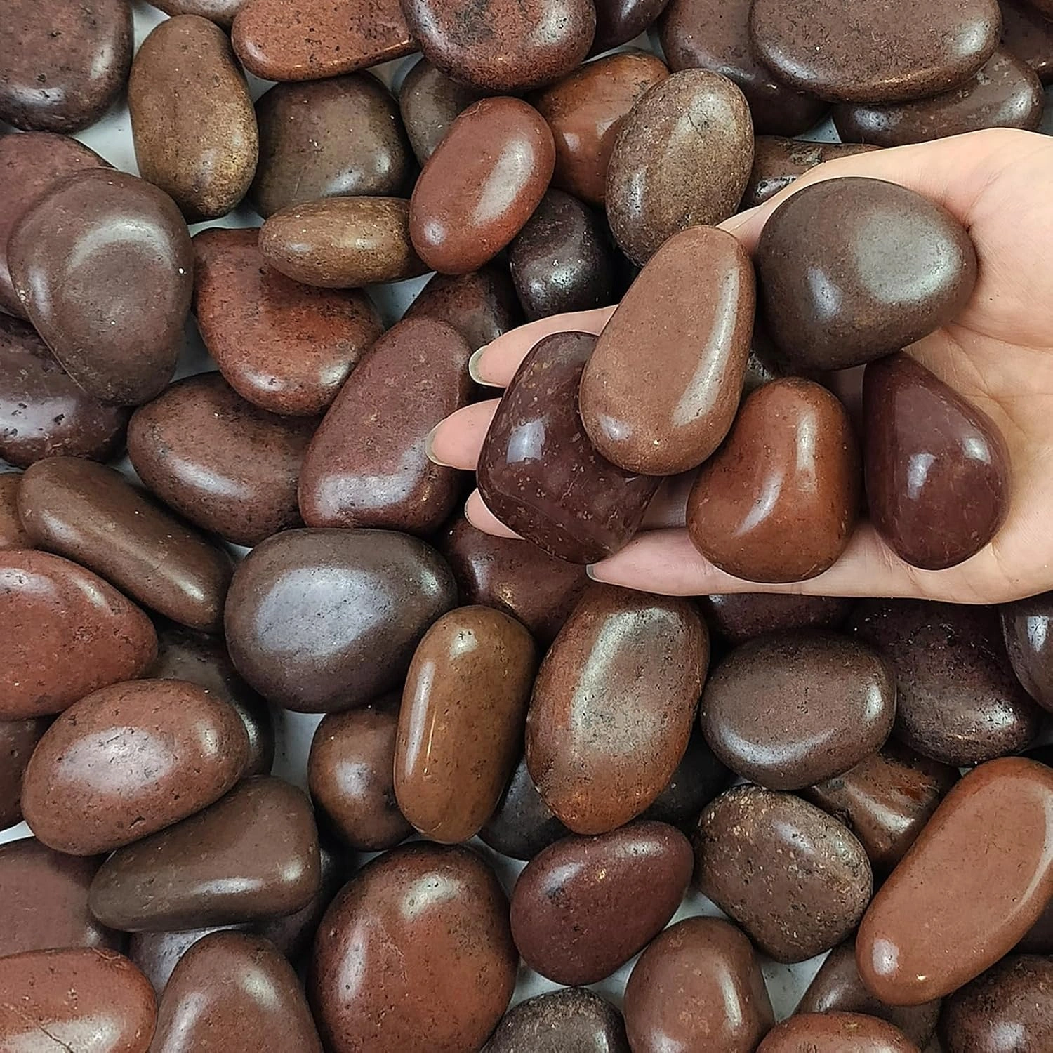 38 Lbs Brown River Rocks 2-3 Inch Polished Pebbles, Decorative Stones for Indoor Outdoor Plants, Vase, Aquarium & Garden