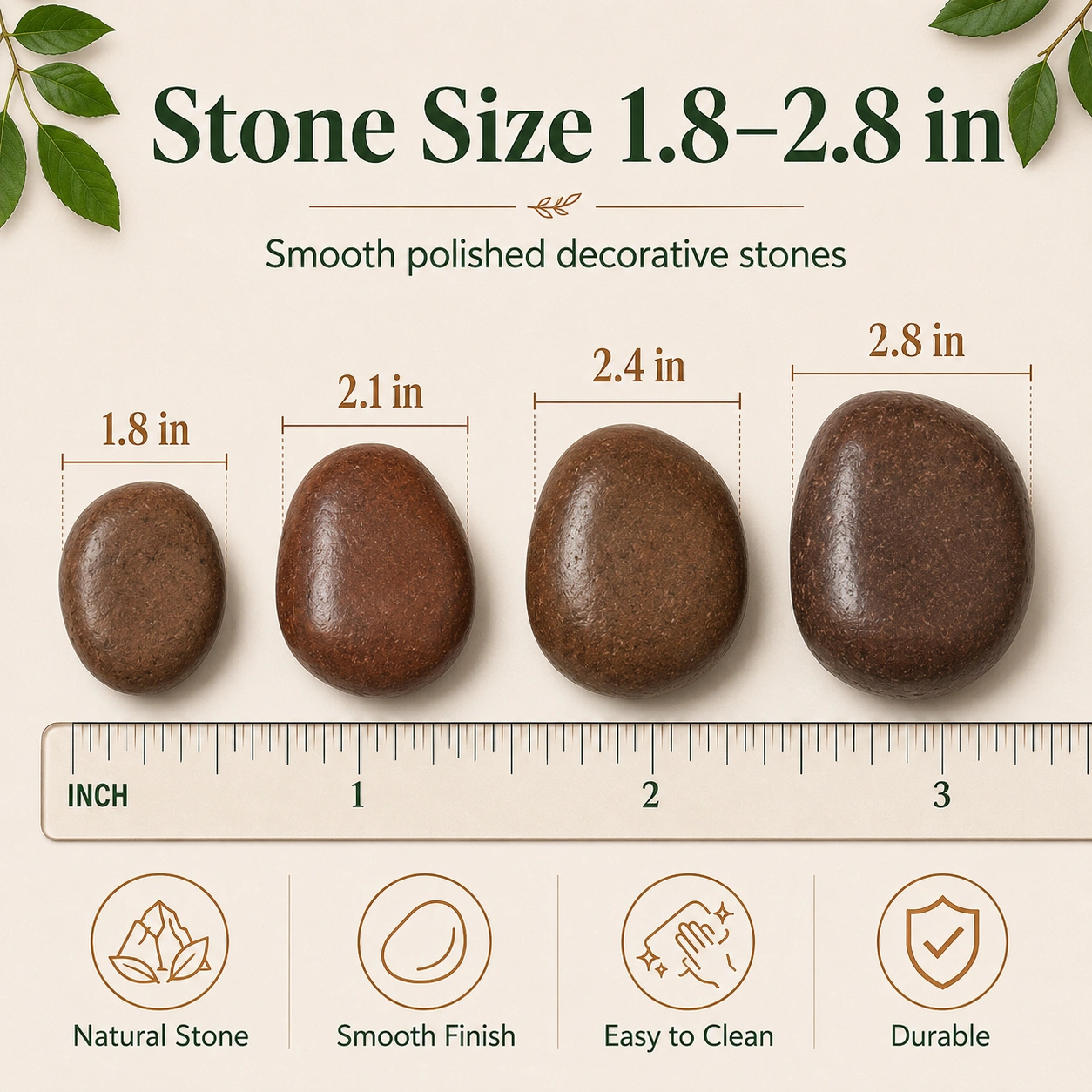 38 Lbs Brown River Rocks 2-3 Inch Polished Pebbles, Decorative Stones for Indoor Outdoor Plants, Vase, Aquarium & Garden view 10