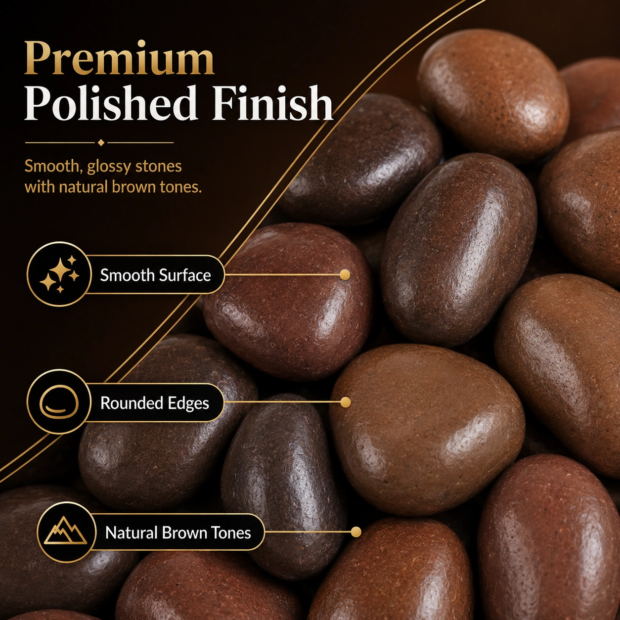 38 Lbs Brown River Rocks 2-3 Inch Polished Pebbles, Decorative Stones for Indoor Outdoor Plants, Vase, Aquarium & Garden view 11