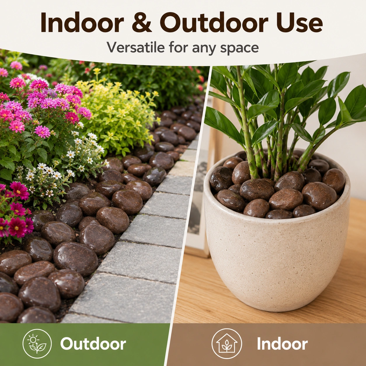 38 Lbs Brown River Rocks 2-3 Inch Polished Pebbles, Decorative Stones for Indoor Outdoor Plants, Vase, Aquarium & Garden view 3