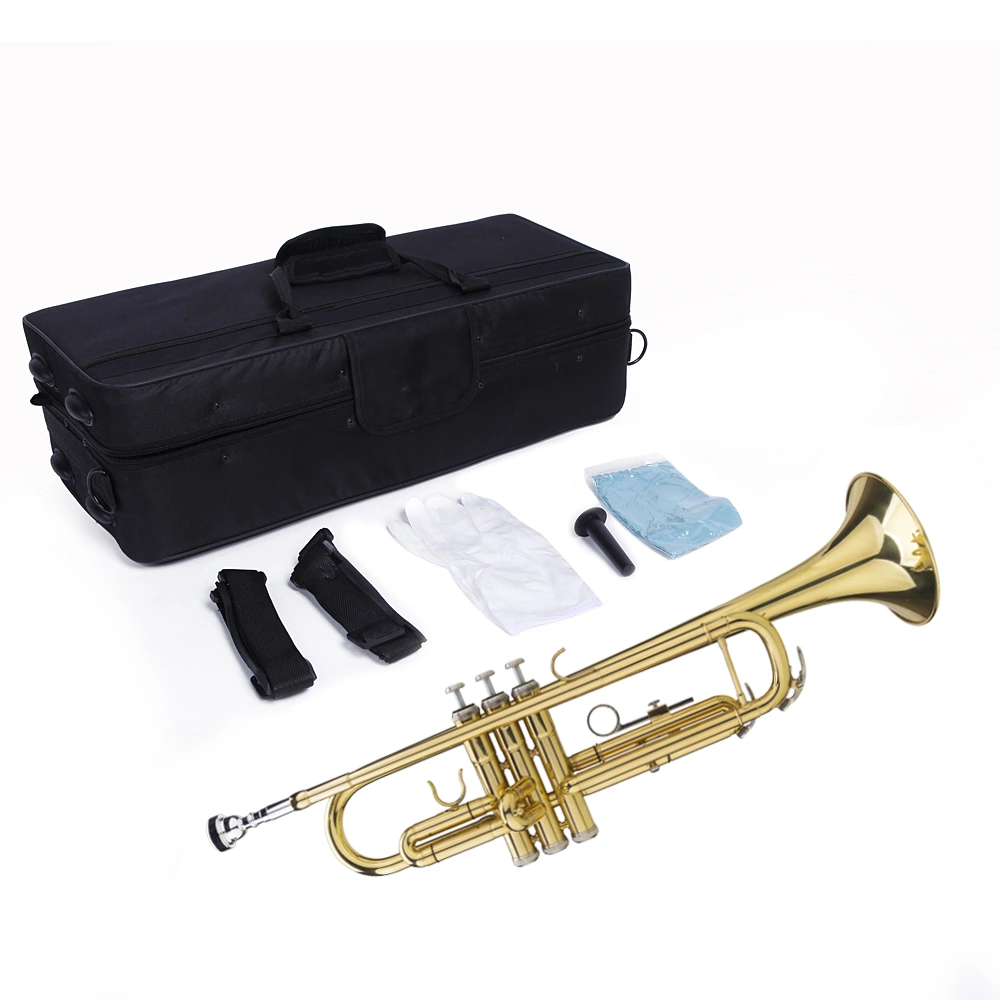 Adjustable Drop Bb Trumpet and Gloves Gift Set - Gold Metallic Finish view 5