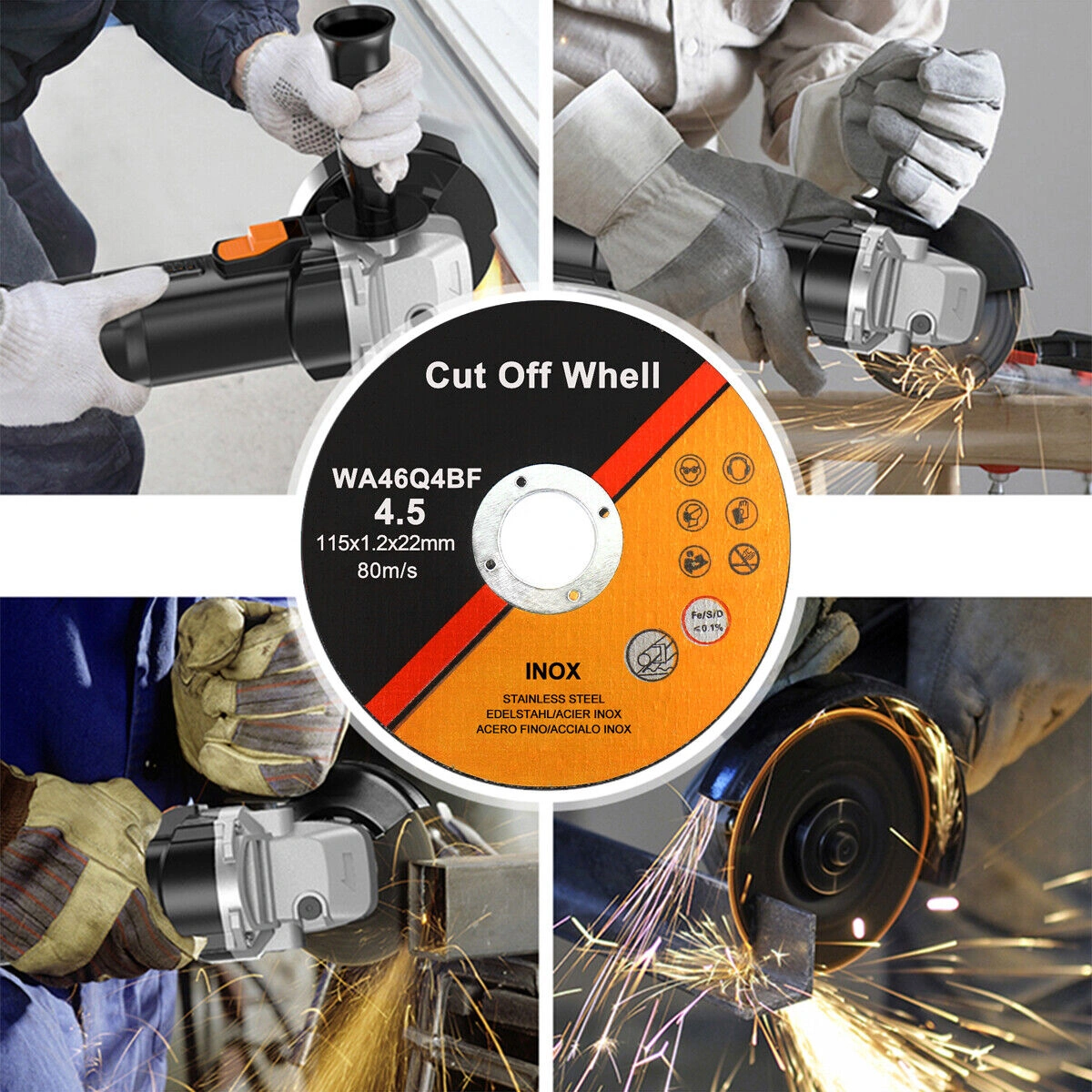 50 Pack 115mm Ultra Thin 1mm Metal Cutting Discs for Steel & Stainless Angle Grinder Blades view 5