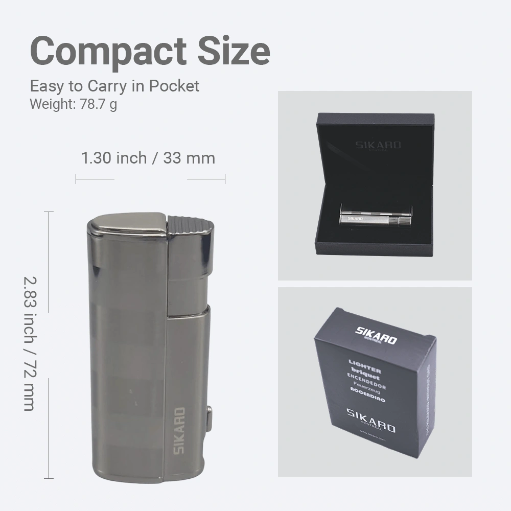 SIKARO HURRICANE Triple Torch Lighter Gunmetal w/Cigar Punch, Refillable Adjustable Flame, Windproof for Cigar, Kitchen, Outdoor view 5