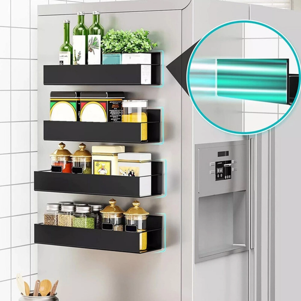 2Pcs Metal Spice Rack for Refrigerator 1S+1L Versatile Adjustable Spice Storage Organizer Shelf view 4
