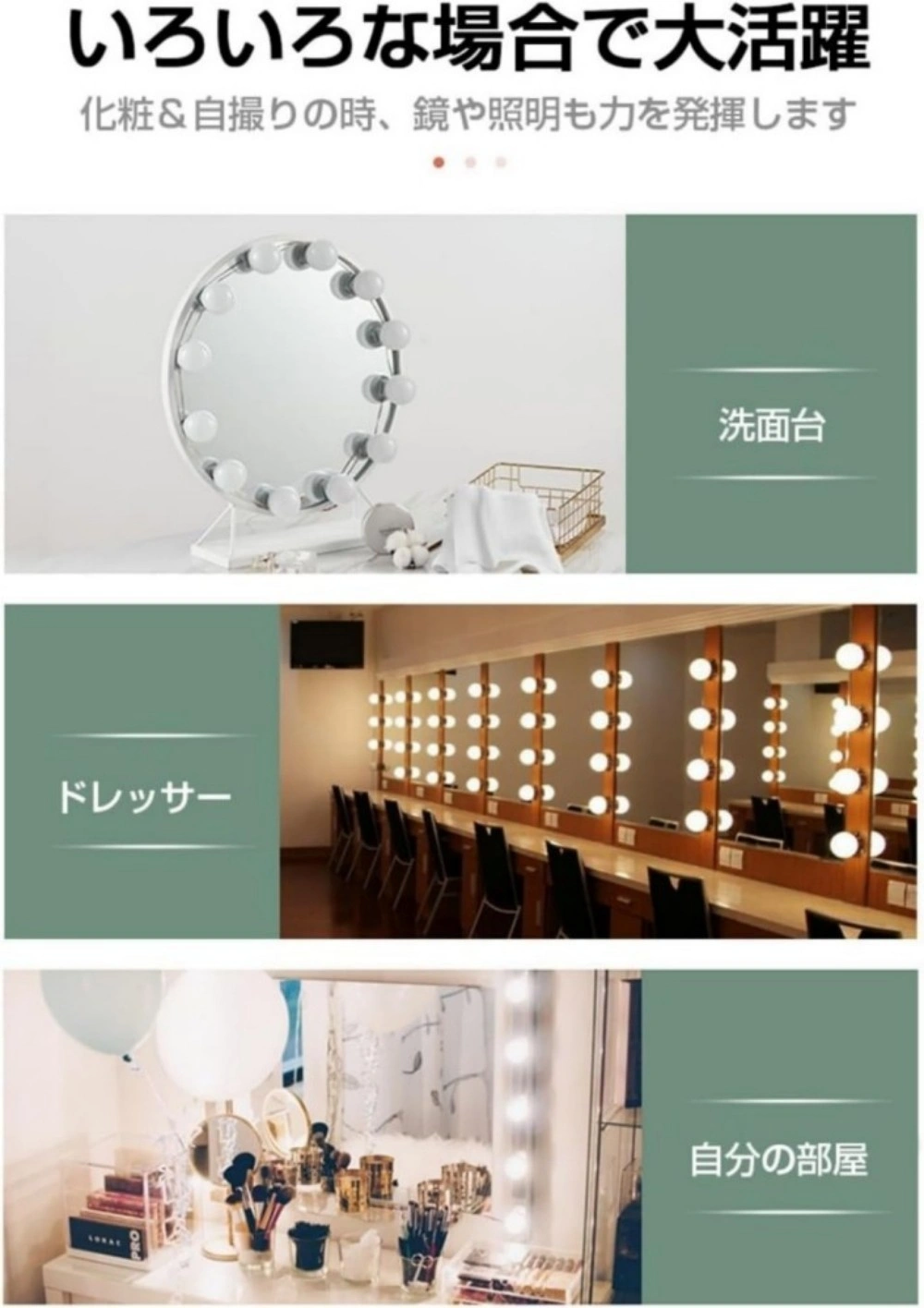 高輝度 LED ミラーライト 3モード調色 無段階調光 view 5