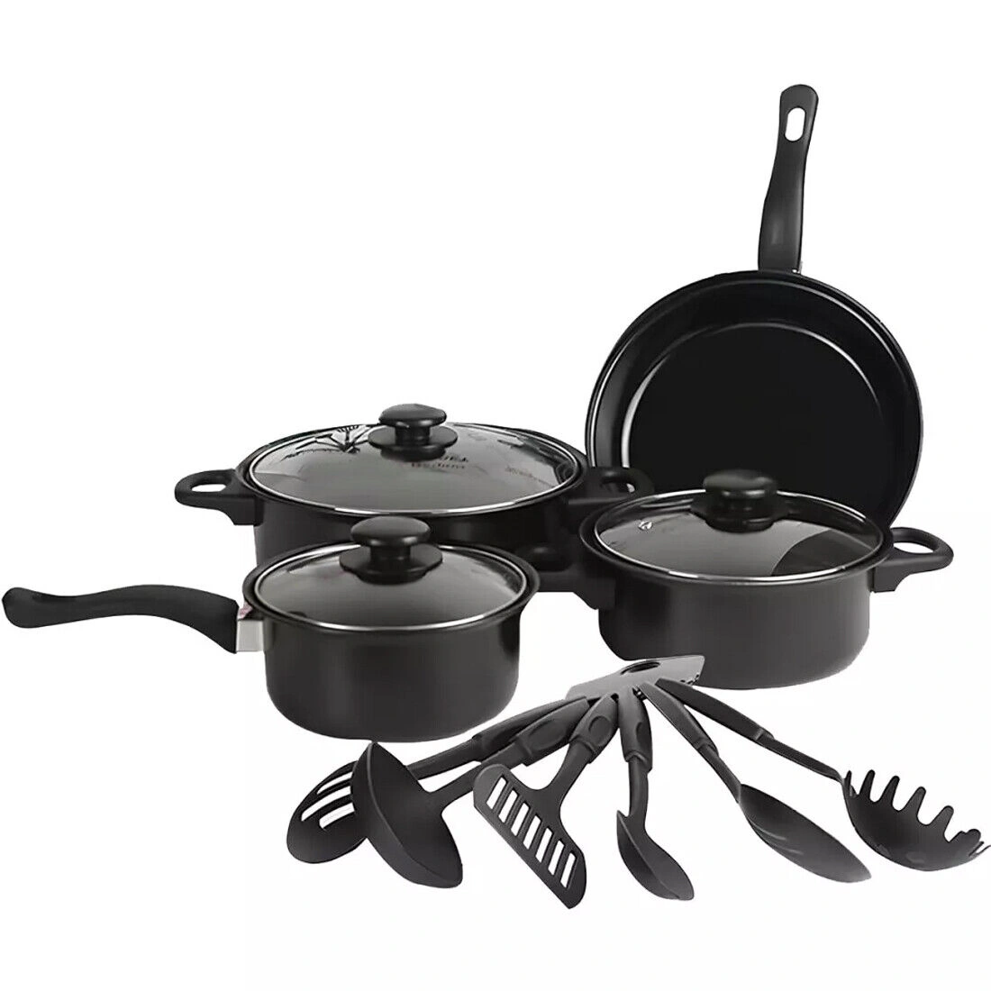 NEW 13-Piece Non-Stick Pot Set, Induction Cookware Set, Compatible with Induction Kitchen, Stainless Steel Pots and Pans view 13