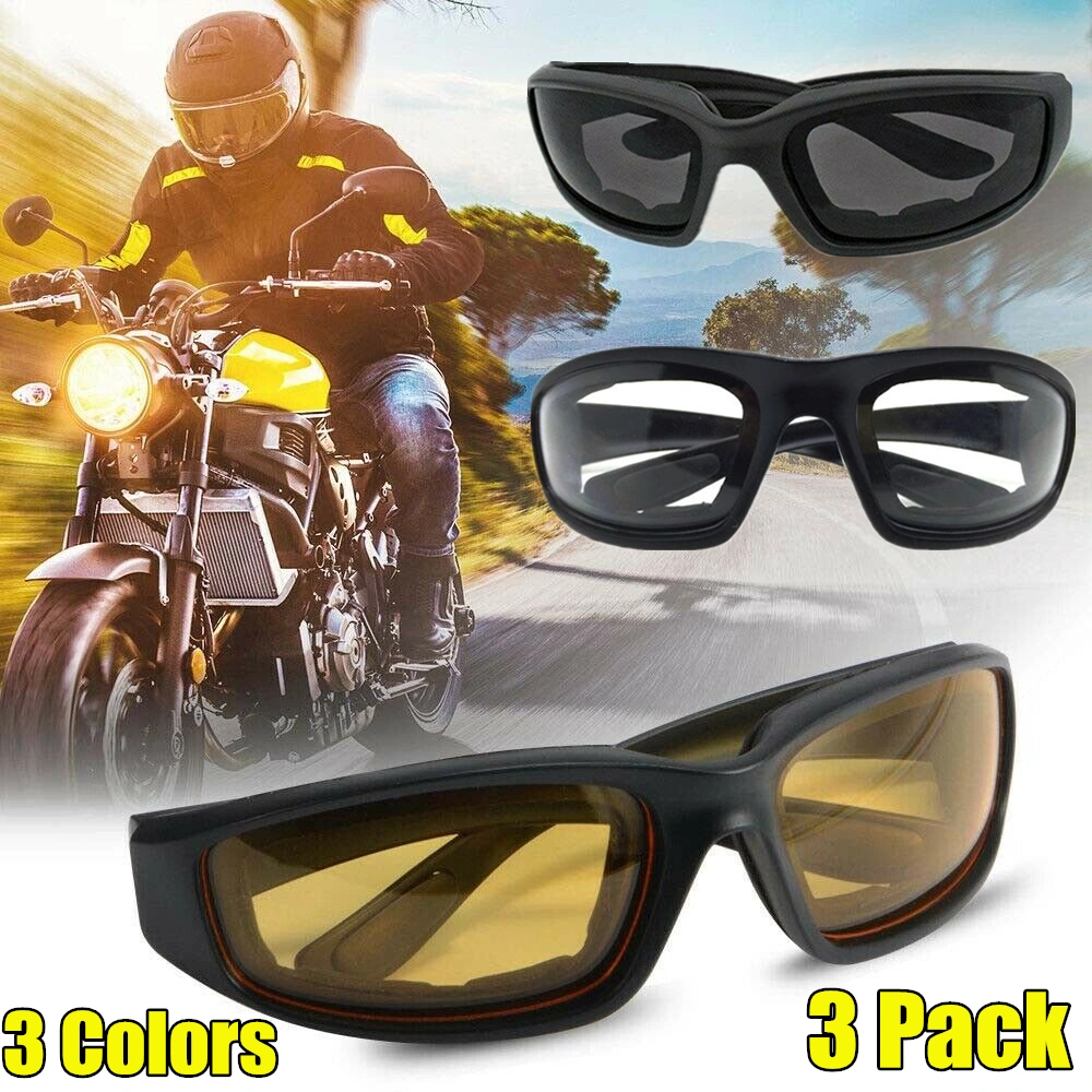 3 pairs Motorcycle Sports Biker Riding Glasses Wind Resistant Eye Protection Women Men Sports Goggles Cycling Glasses Sunglasses Gray/Clear/Yellow view 10