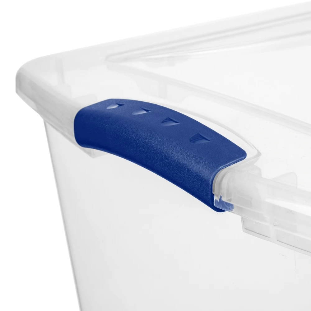 Large Latching Storage Bin, 66 Quart Clear Plastic Storage Container with Clear Lid, Blue Latch, 6 Pack (Shipment from Walmart) view 4