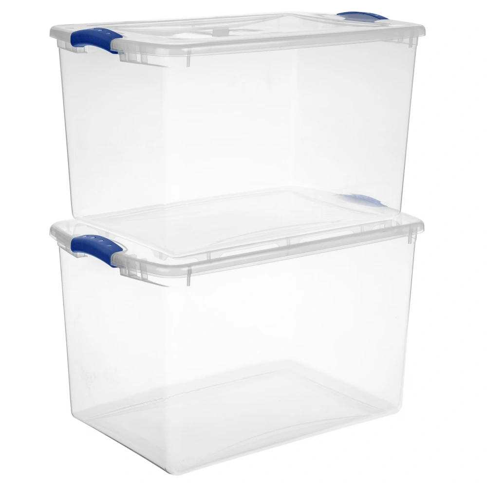 Large Latching Storage Bin, 66 Quart Clear Plastic Storage Container with Clear Lid, Blue Latch, 6 Pack (Shipment from Walmart) view 5