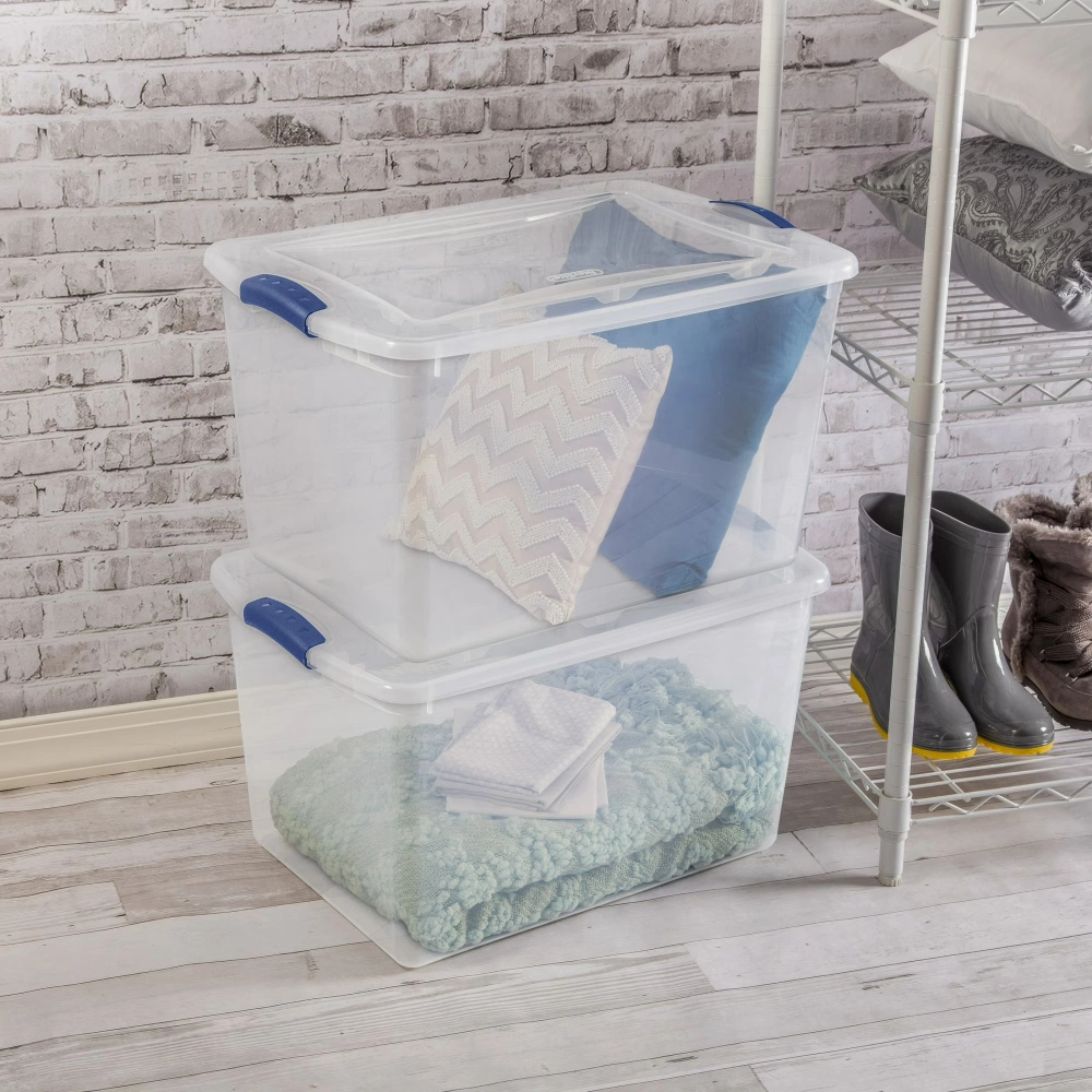 Large Latching Storage Bin, 66 Quart Clear Plastic Storage Container with Clear Lid, Blue Latch, 6 Pack (Shipment from Walmart) view 6