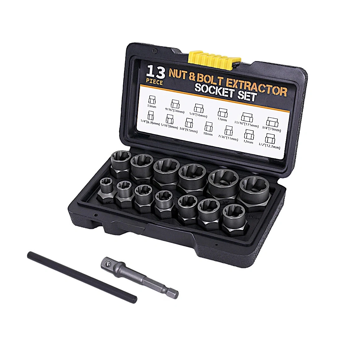 15pcs Left Hand Thread Extractor Set 6.35-19mm - Screw Bolt Remover Broken Nut Bits Tool Kit view 5