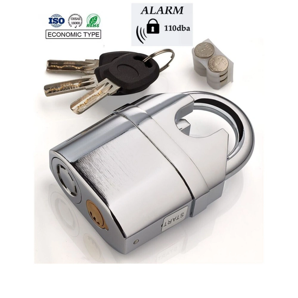 Heavy Duty Stainless Steel Waterproof Alarm Padlock with Keys, Outdoor Security view 2
