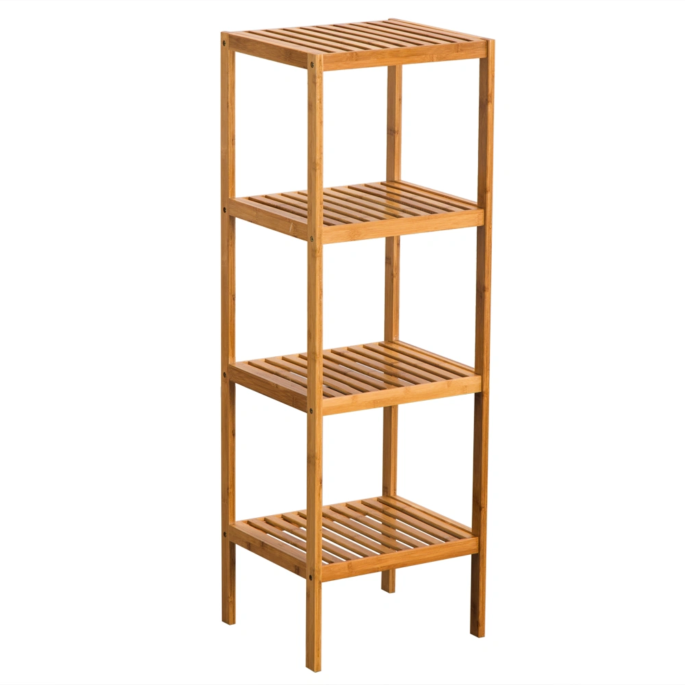 4-Tier Wood Finish Storage Shelf - Multi-Layer Organizer Rack for Home & Office
