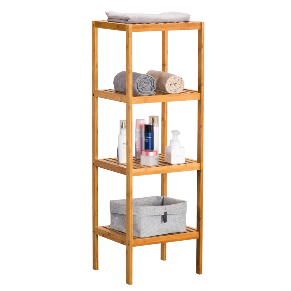 4-Tier Wood Finish Storage Shelf - Multi-Layer Organizer Rack for Home & Office view 2