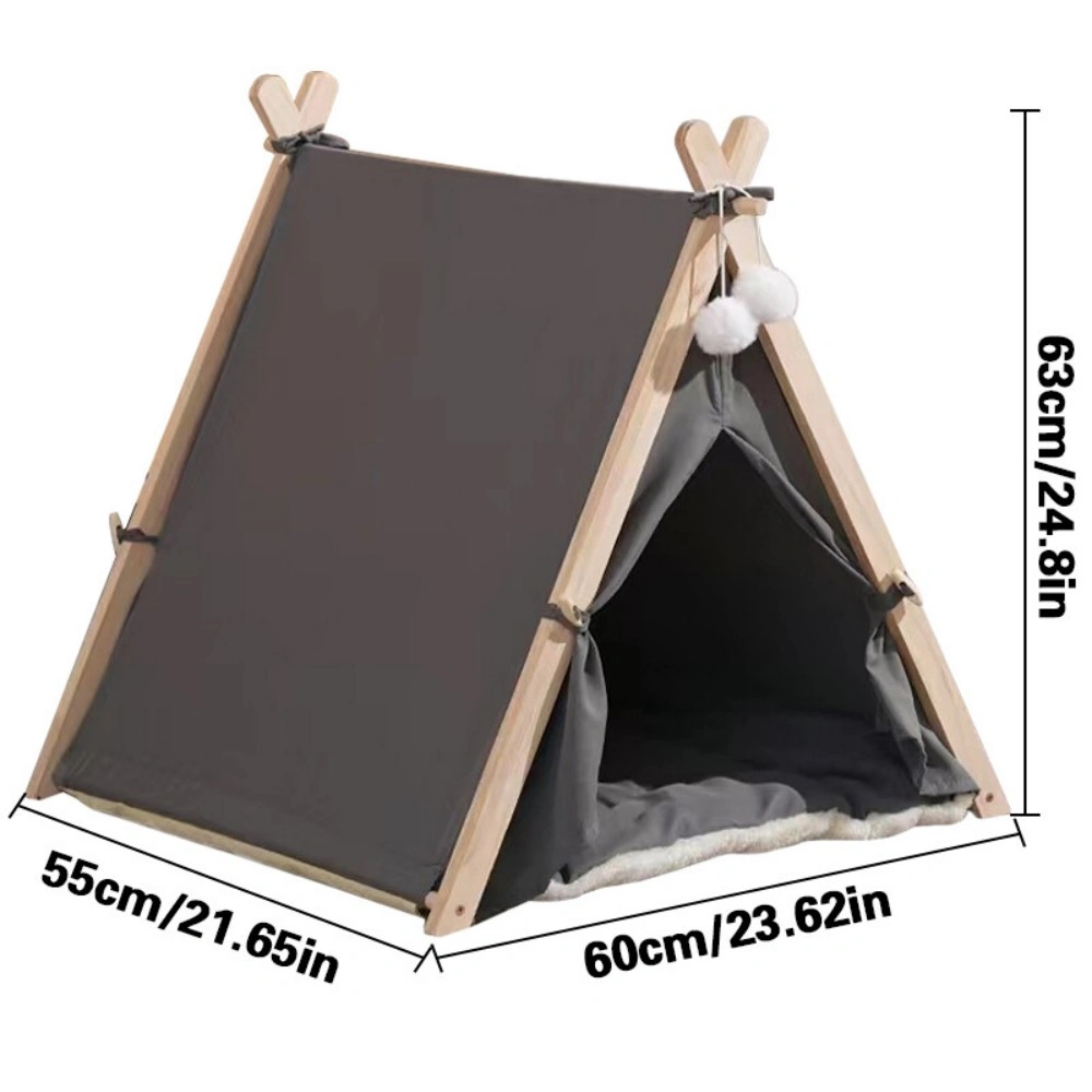Large Pet Teepee Bed for Dogs Cats - Igloo Play Tent with Cushion Mat, Tipi House view 4