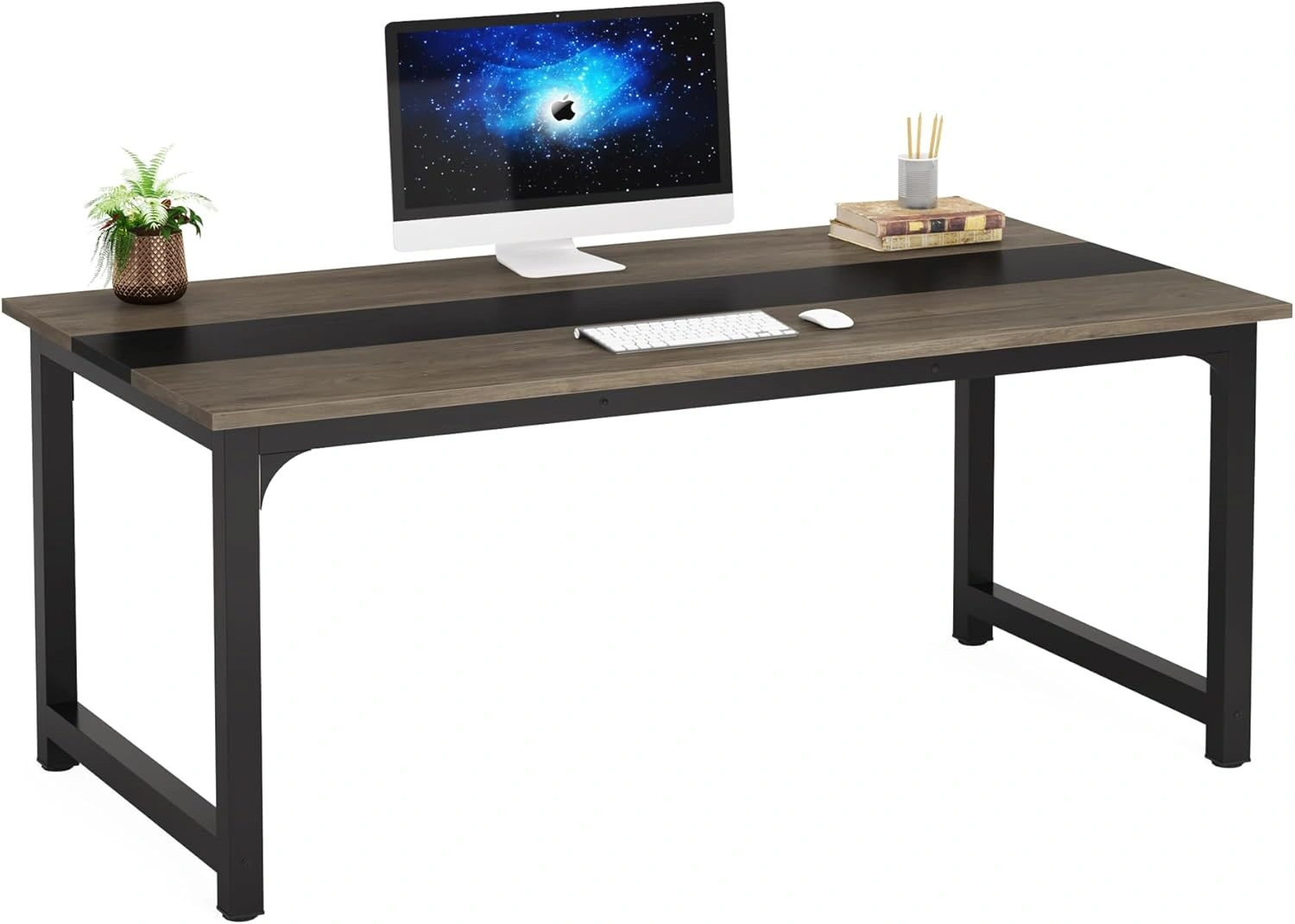 Modern Office Desk - Compact Study Writing Table for Home, Small Spaces, Bedroom, Laptop Computer Workstation with Storage Shelf view 5