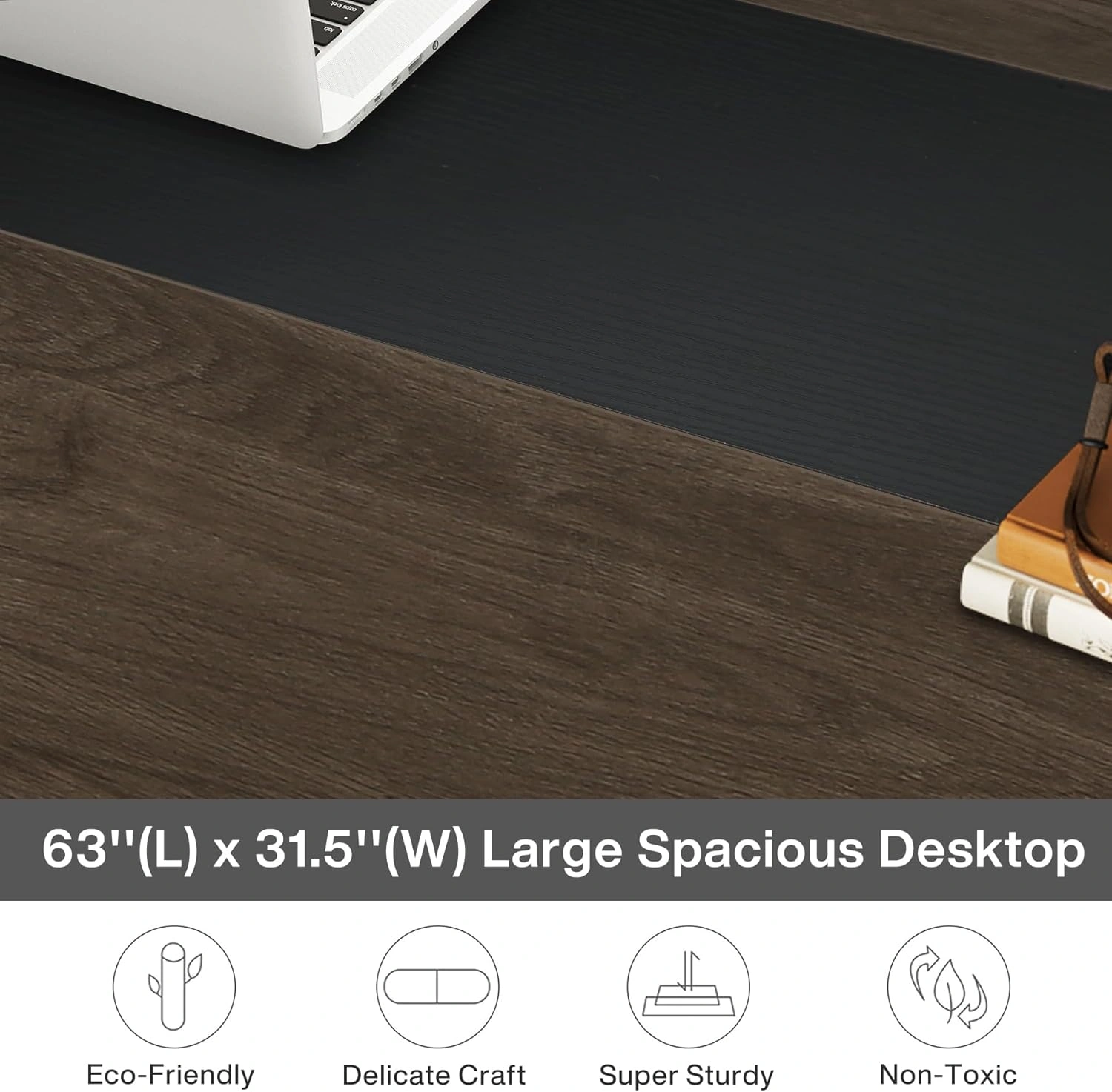 Modern Office Desk - Compact Study Writing Table for Home, Small Spaces, Bedroom, Laptop Computer Workstation with Storage Shelf view 6
