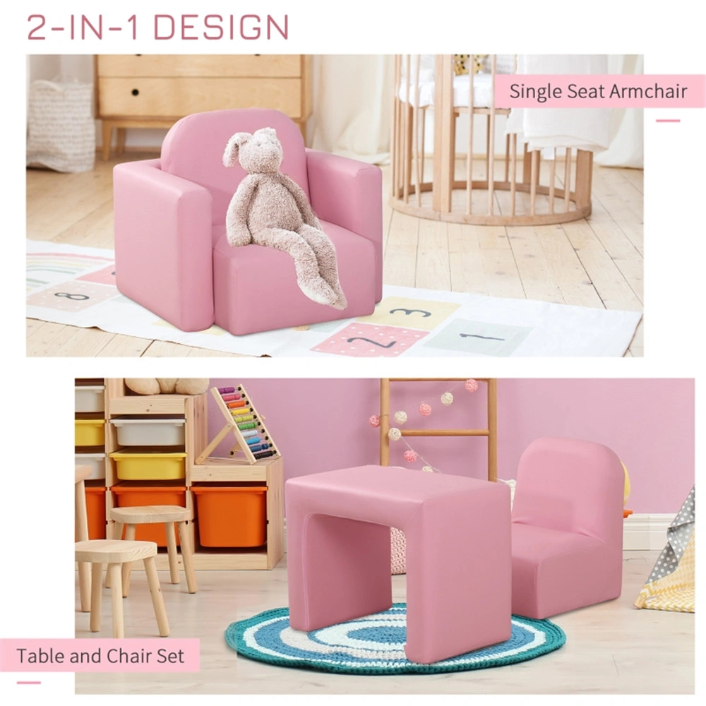 2-in-1 Kids Sofa Bed Convertible Couch, Multifunctional Folding Children's Loveseat with Storage, Pink (Amazon Prime Shipping)