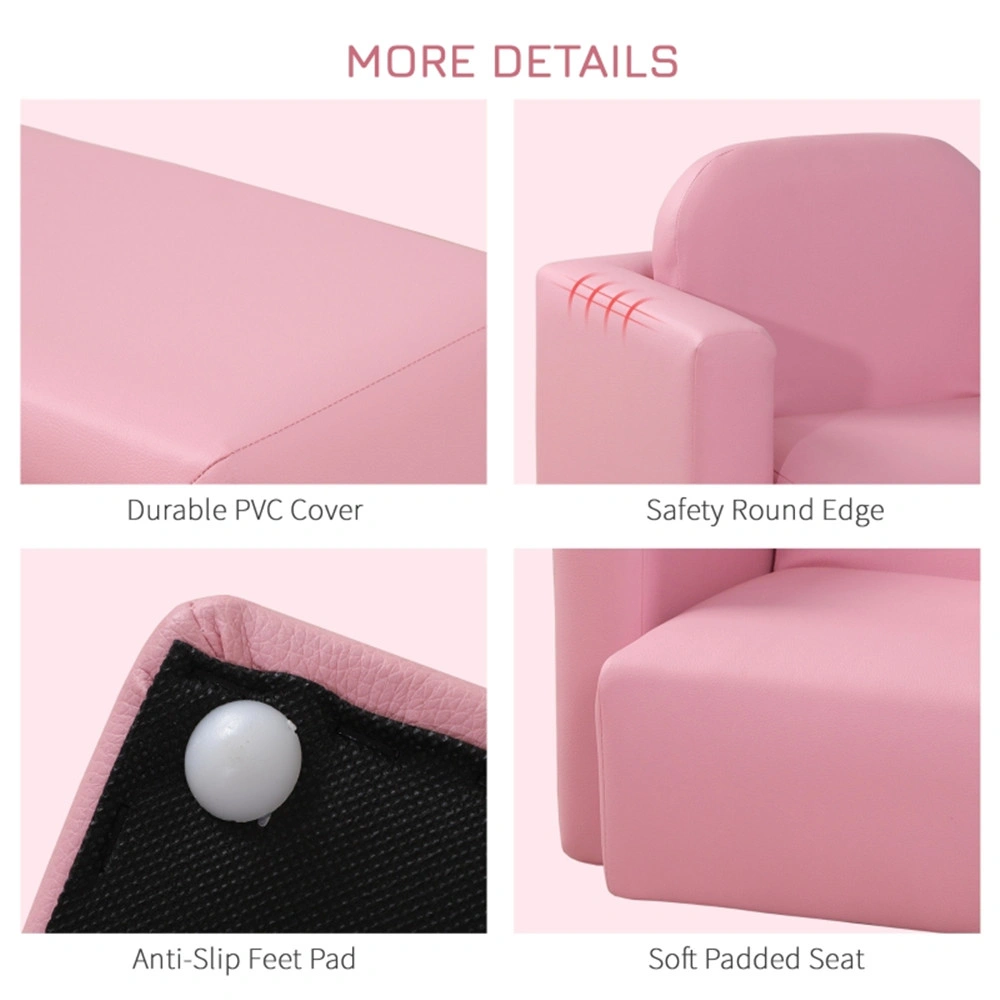 2-in-1 Kids Sofa Bed Convertible Couch, Multifunctional Folding Children's Loveseat with Storage, Pink (Amazon Prime Shipping) view 2