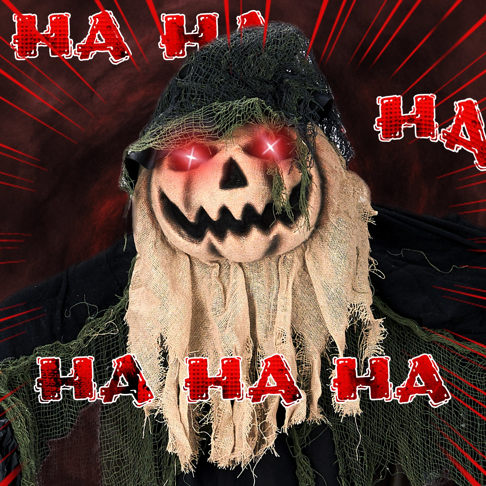 5.7ft Halloween Decorations Outdoor Life Size Animatronics Wizard with Pumpkin Face, Sound-Actived Party Decor with Creepy Sound, Scary Haunted House Props for Garden Yard Lawn view 15