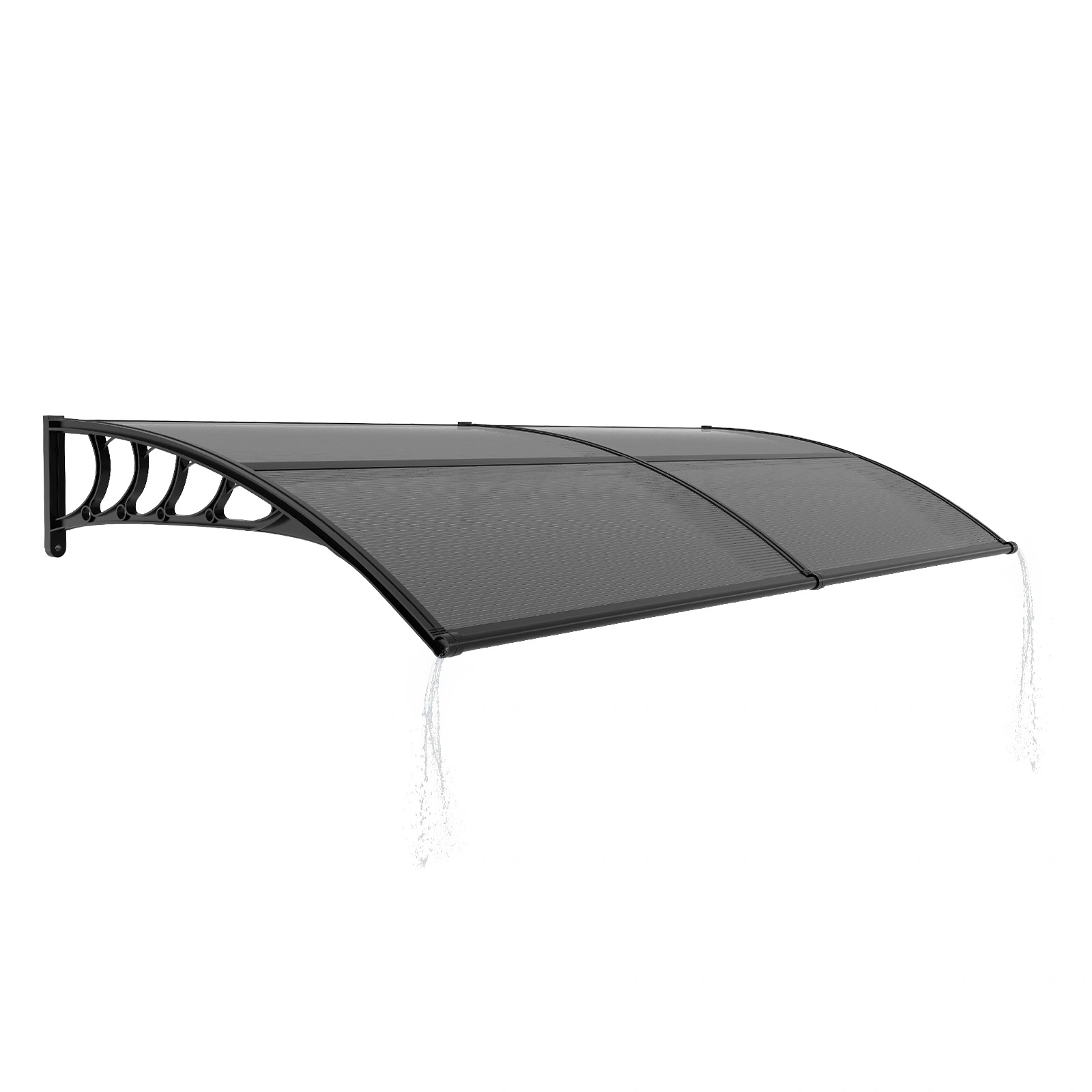 Awning for Door Entrance with Drainage Sink, 40x80 Inch Window Canopy Exterior, UV Rain Snow Protection for House Porch Patio Deck, Black Bracket & Brown Board view 2