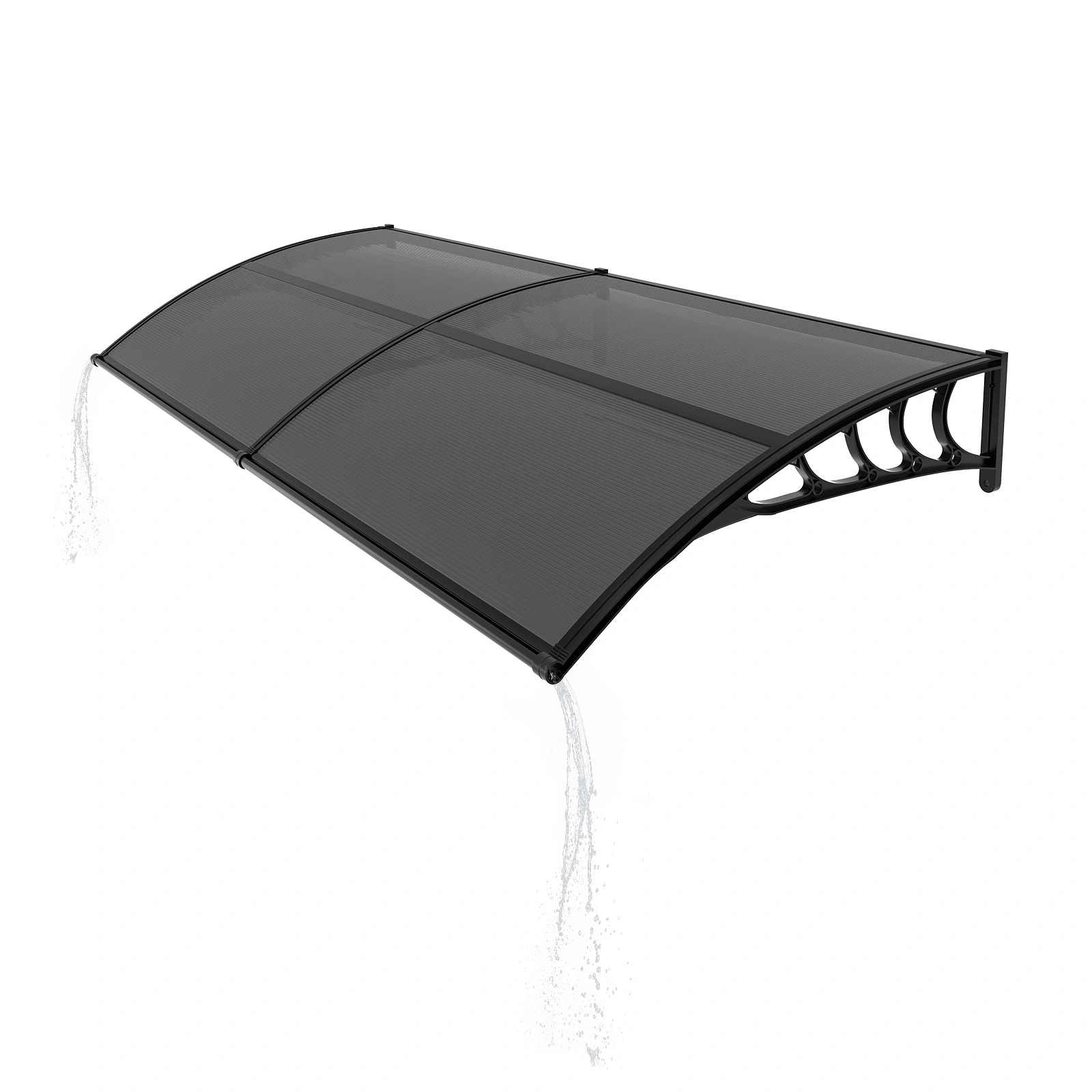 Awning for Door Entrance with Drainage Sink, 40x80 Inch Window Canopy Exterior, UV Rain Snow Protection for House Porch Patio Deck, Black Bracket & Brown Board view 3