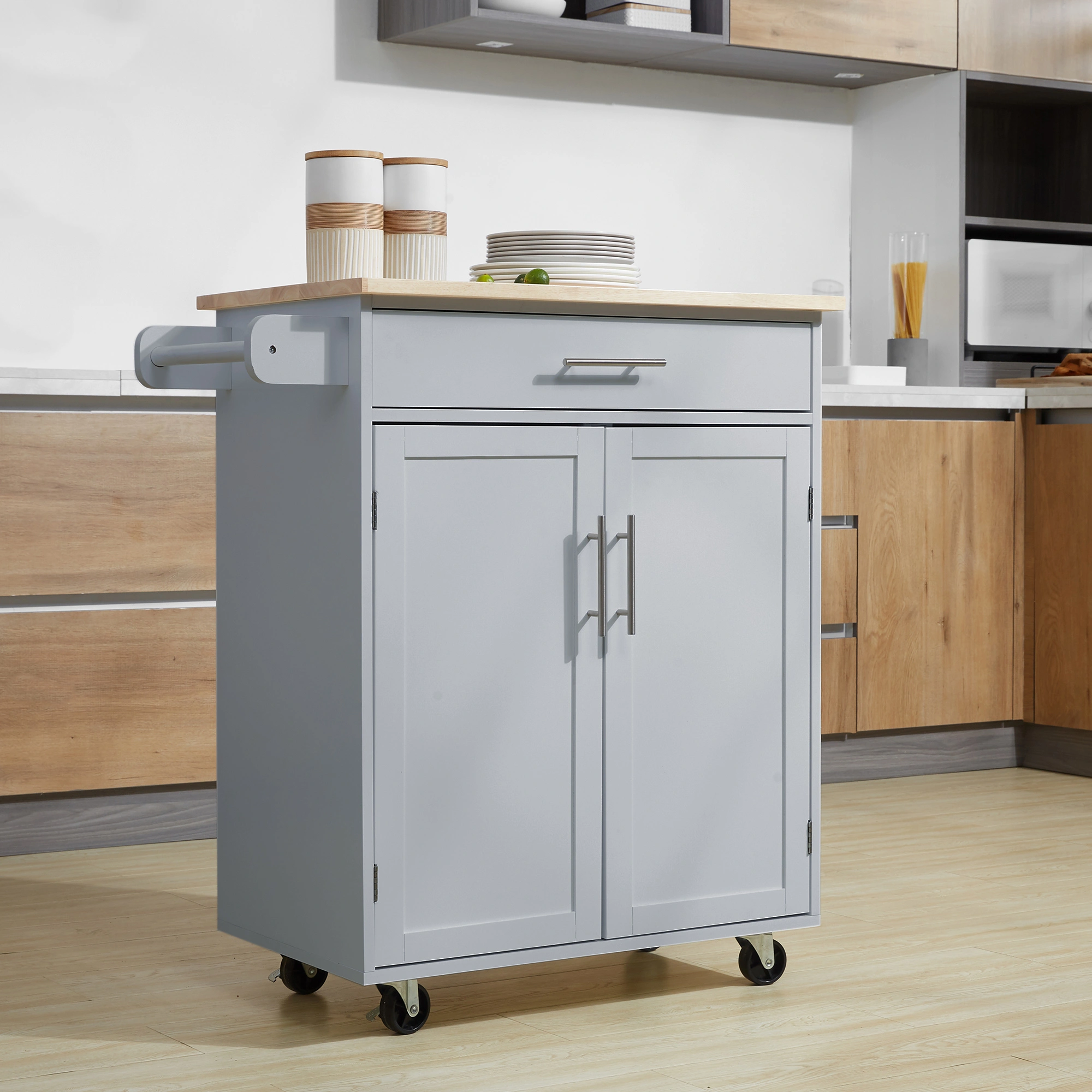 Kitchen Storage Cabinet, 3-Tier Pantry Cupboard with Shelves for Bathroom & Dining