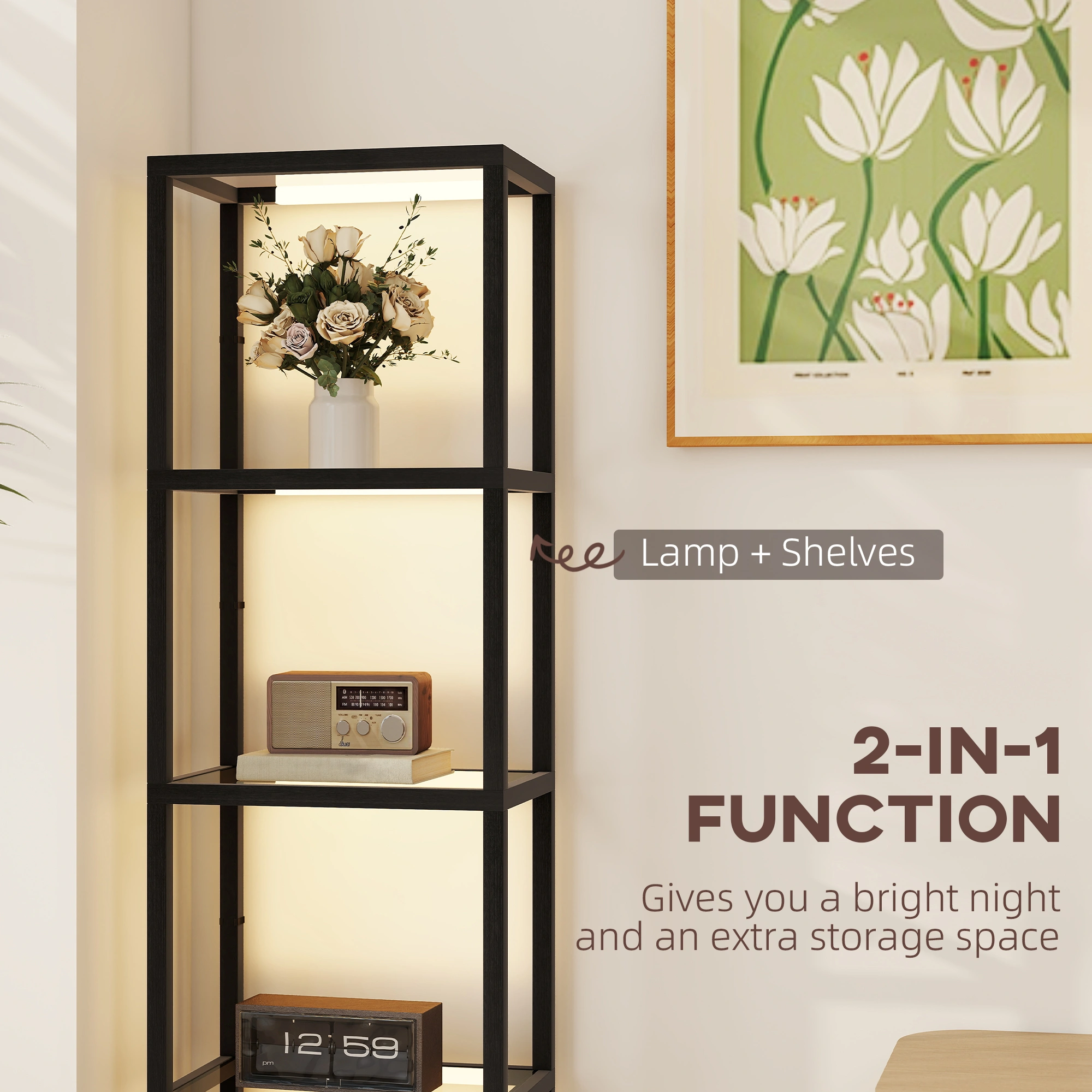 Tall Floor Lamp - Adjustable Height Standing Light for Living Room, Bedroom & Office view 2