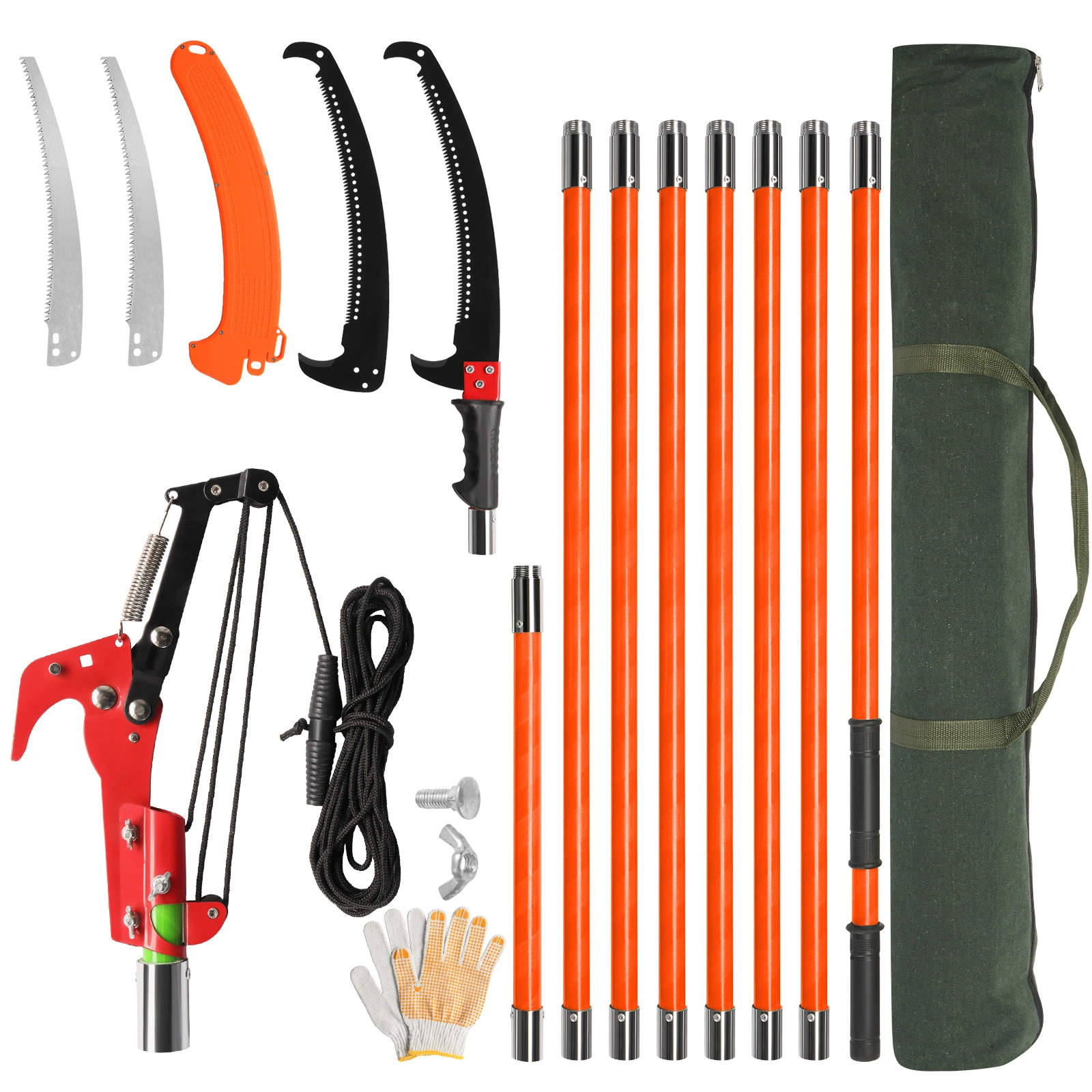26ft Manual Pole Saw, Lightweight Tree Trimmers Long Handle Pruner Set, Sharp Steel Blade and Scissors Pole Saw for Trimming Palm, Pear Tree, Fir Tree, Other High Trees and Shrubs view 2